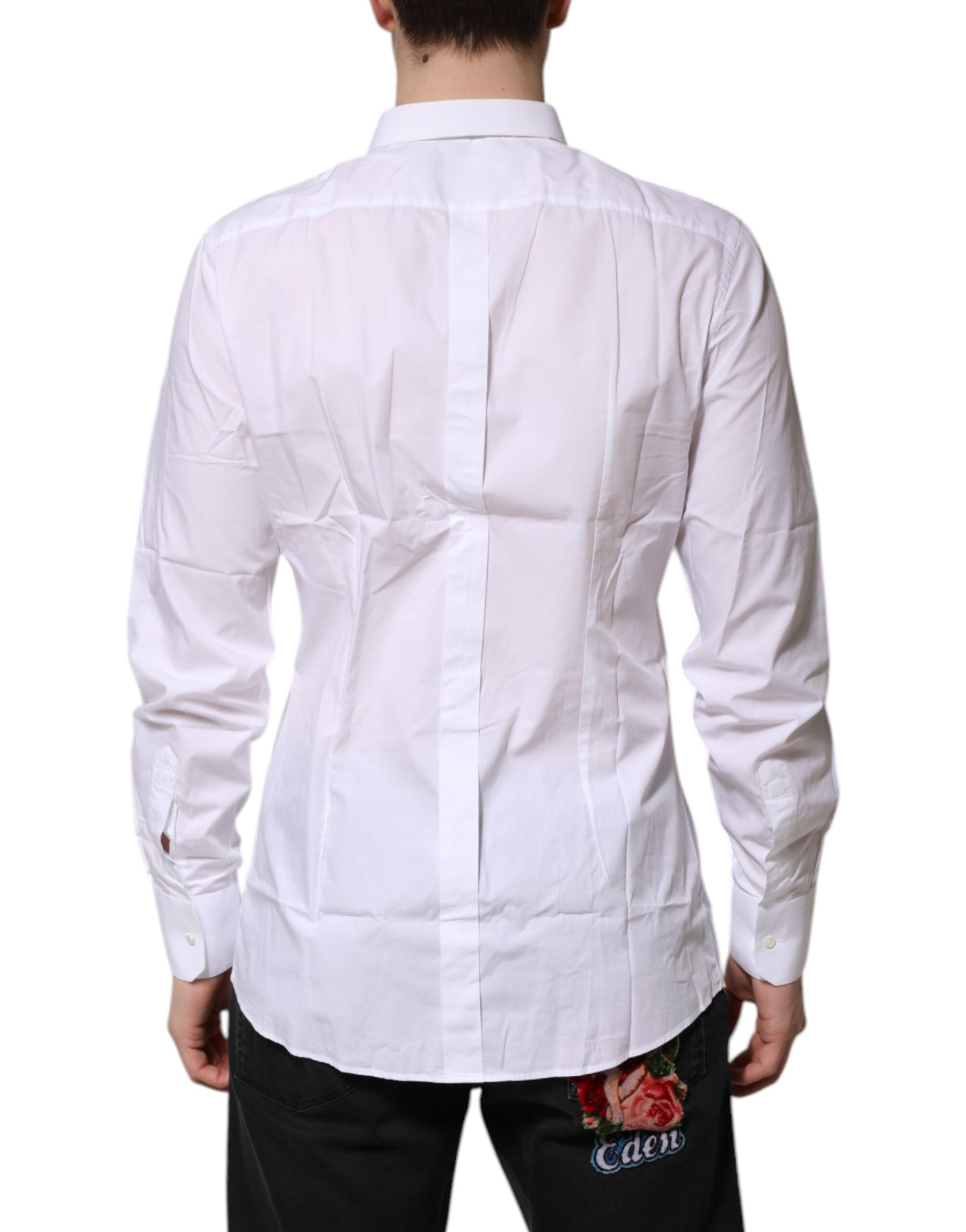 Dolce & Gabbana White Cotton GOLD Long Sleeves Dress Shirt | Regal Royce