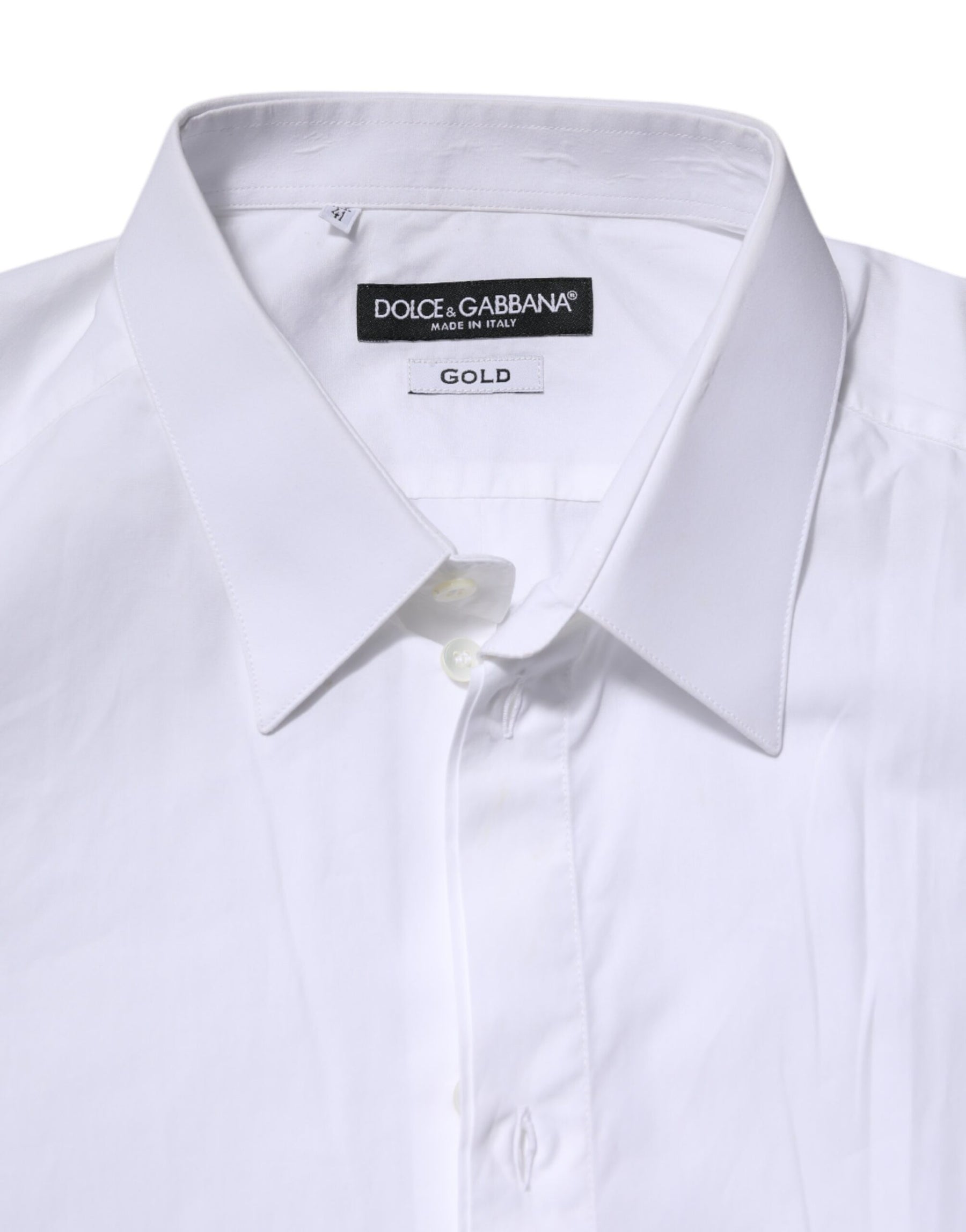 Dolce & Gabbana White Cotton GOLD Long Sleeves Dress Shirt | Regal Royce