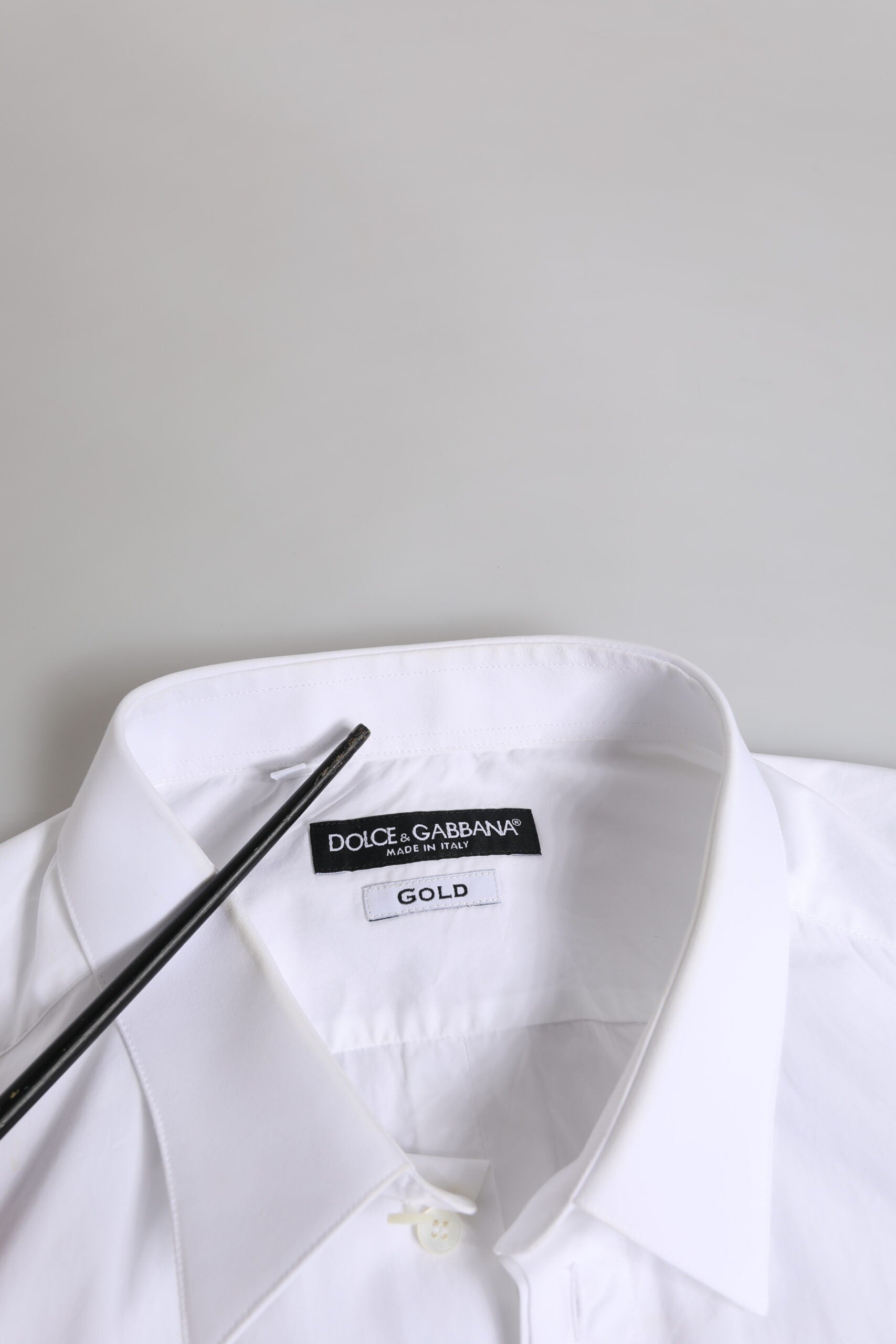 Dolce & Gabbana White Cotton GOLD Long Sleeves Dress Shirt | Regal Royce