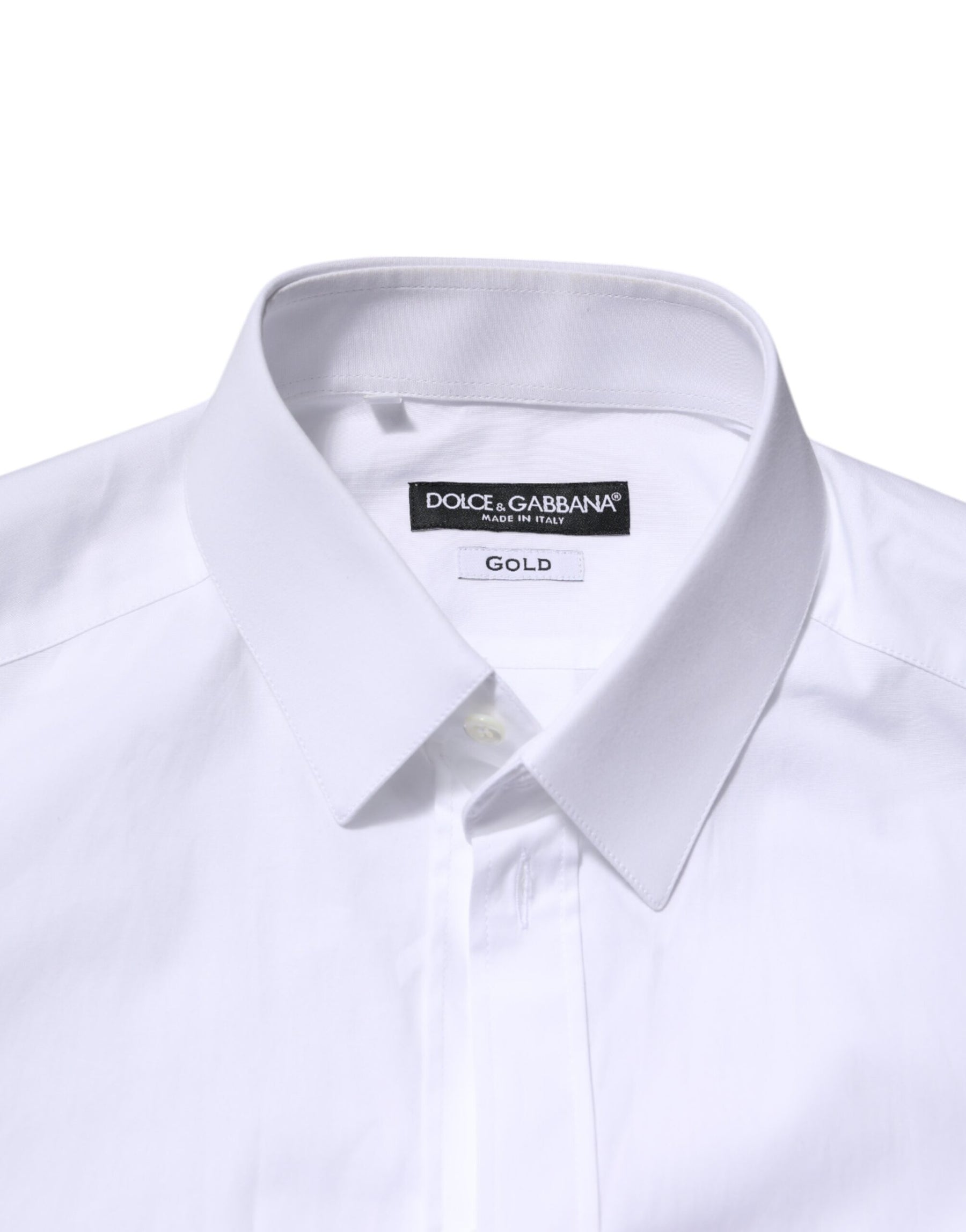 Dolce & Gabbana White Cotton GOLD Long Sleeve Men Dress Shirt | Regal Royce