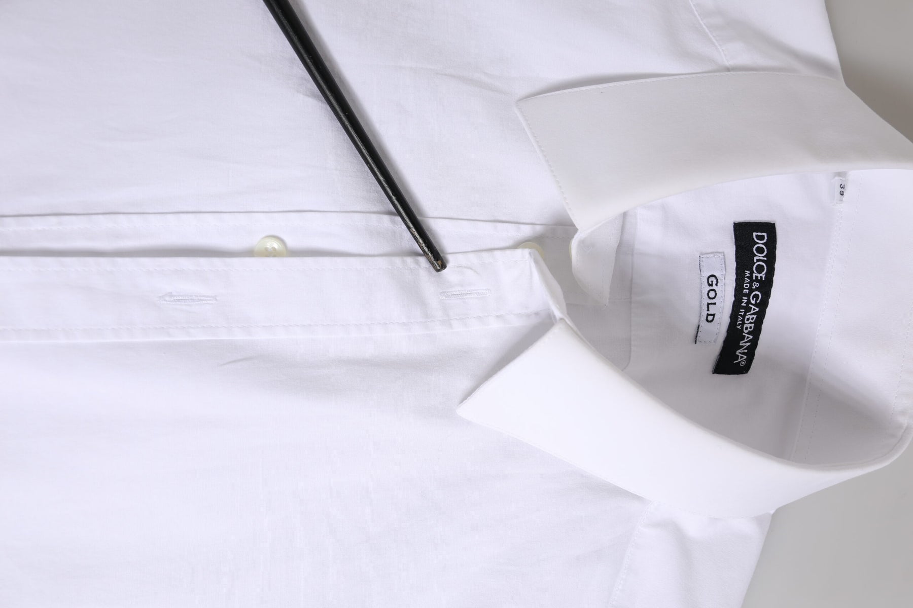 Dolce & Gabbana White Cotton GOLD Long Sleeve Men Dress Shirt | Regal Royce