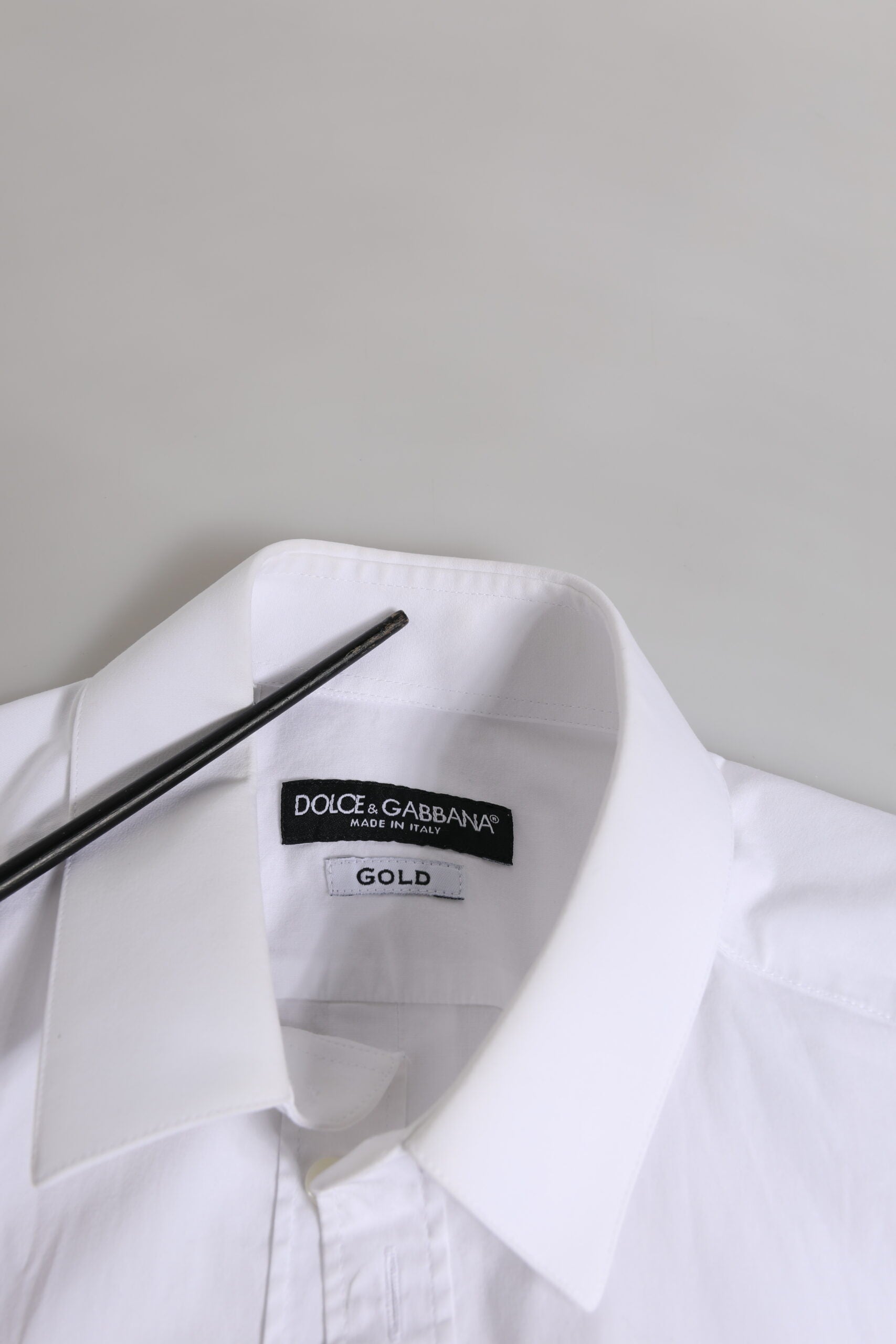 Dolce & Gabbana White Cotton GOLD Long Sleeve Men Dress Shirt | Regal Royce