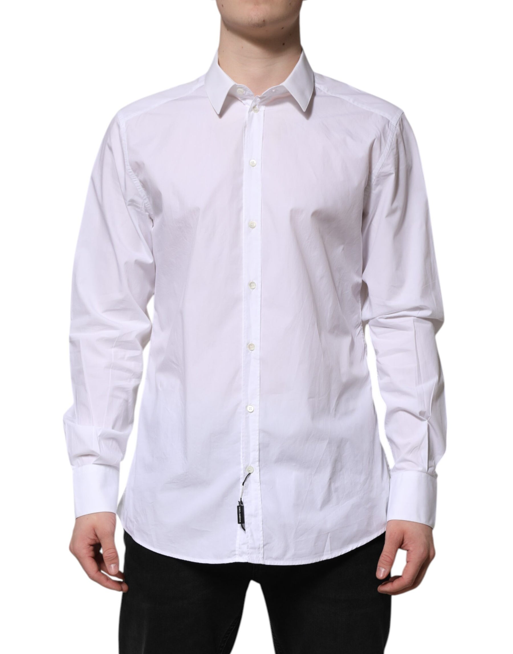 Dolce & Gabbana White Cotton GOLD Long Sleeves Dress Shirt | Regal Royce