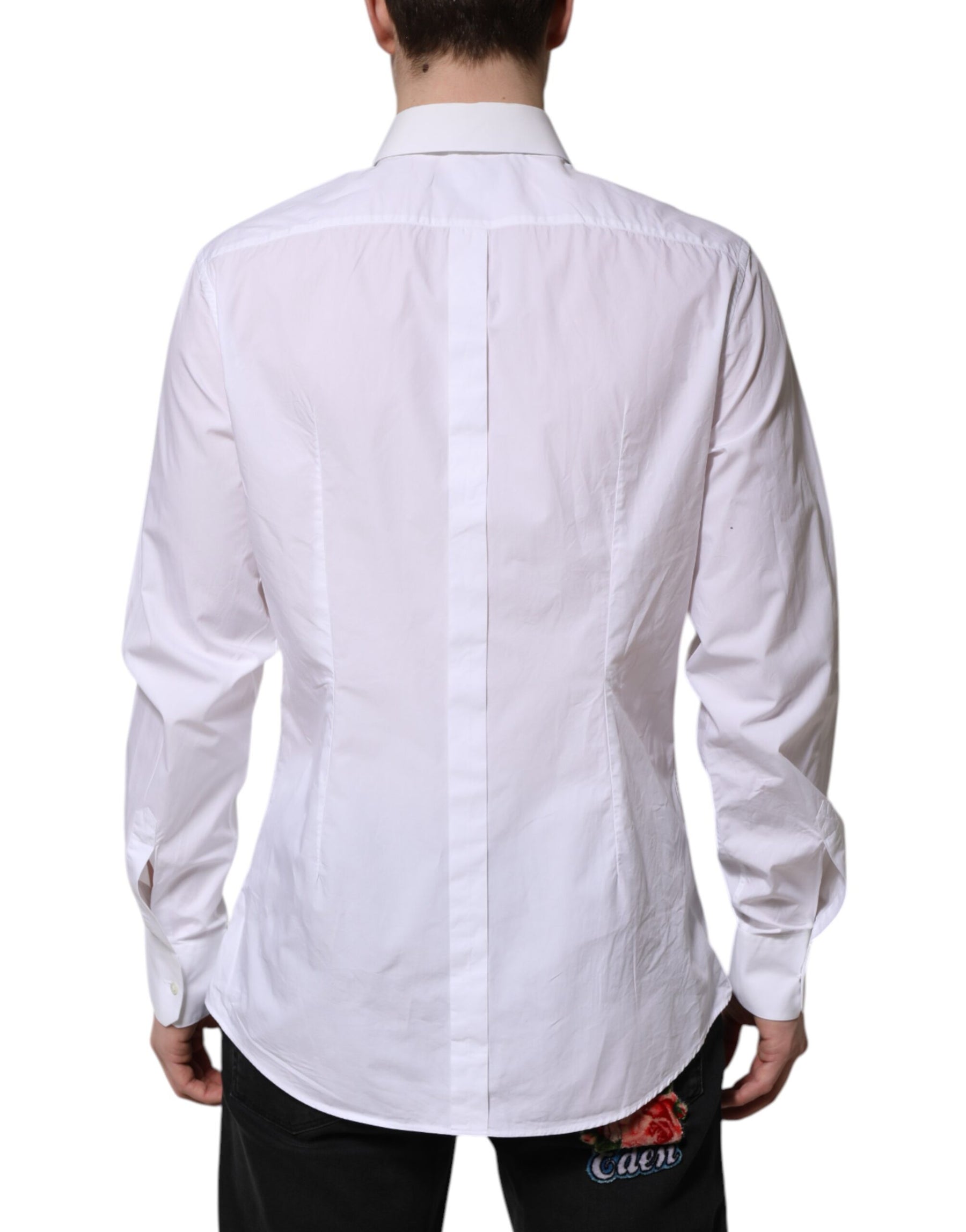 Dolce & Gabbana White Cotton GOLD Long Sleeves Dress Shirt | Regal Royce