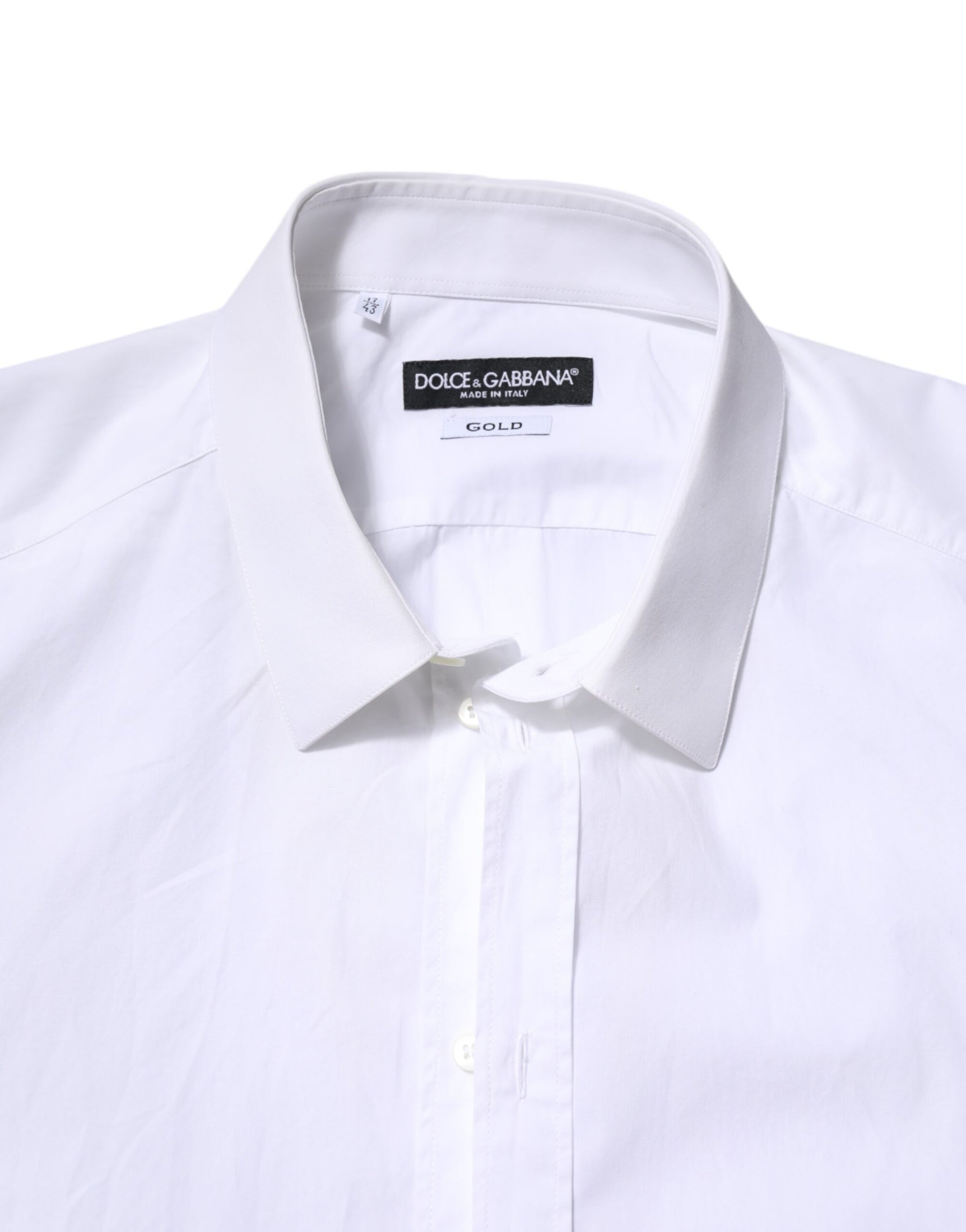 Dolce & Gabbana White Cotton GOLD Long Sleeves Dress Shirt | Regal Royce