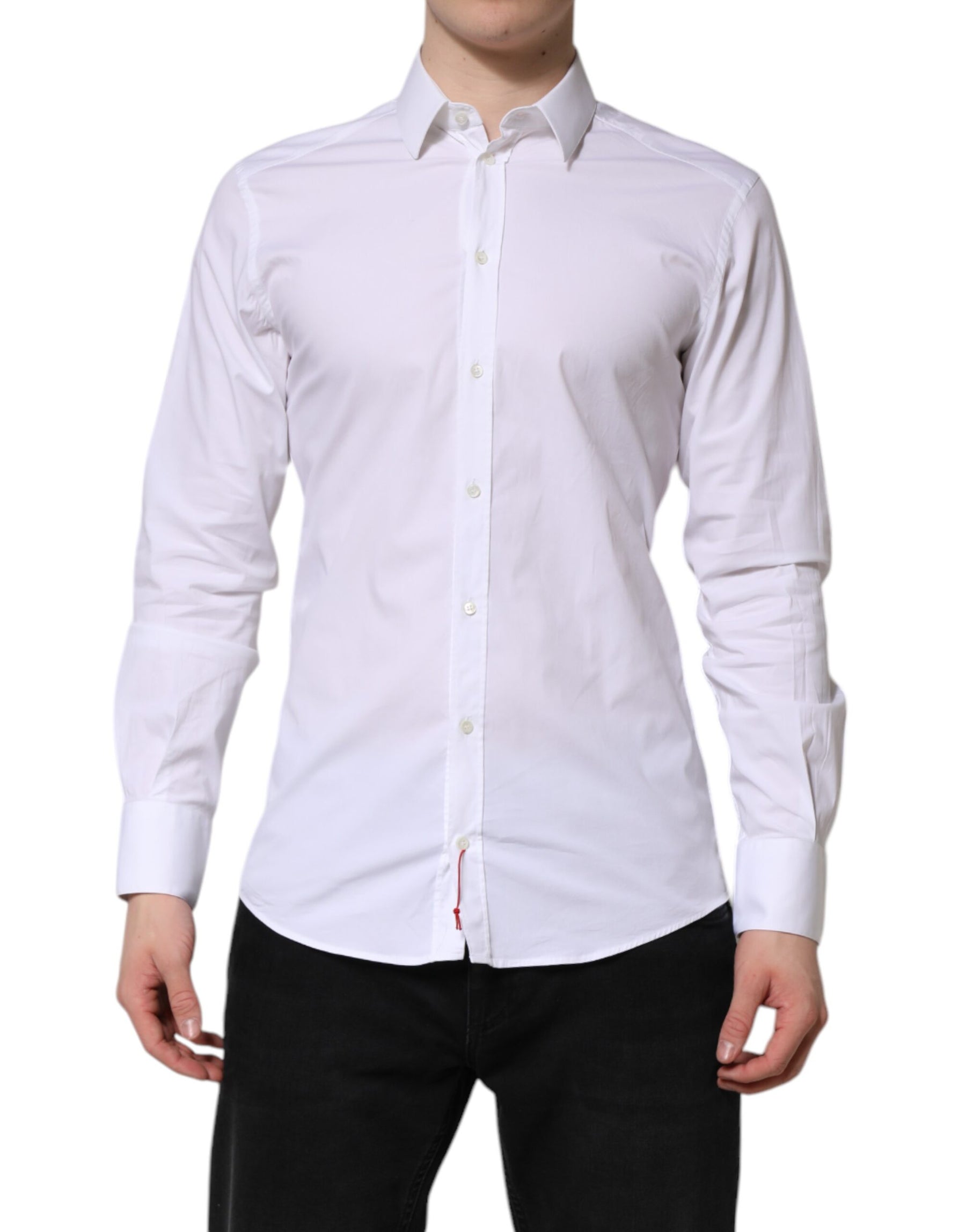 Dolce & Gabbana White Cotton GOLD Long Sleeves Dress Shirt | Regal Royce