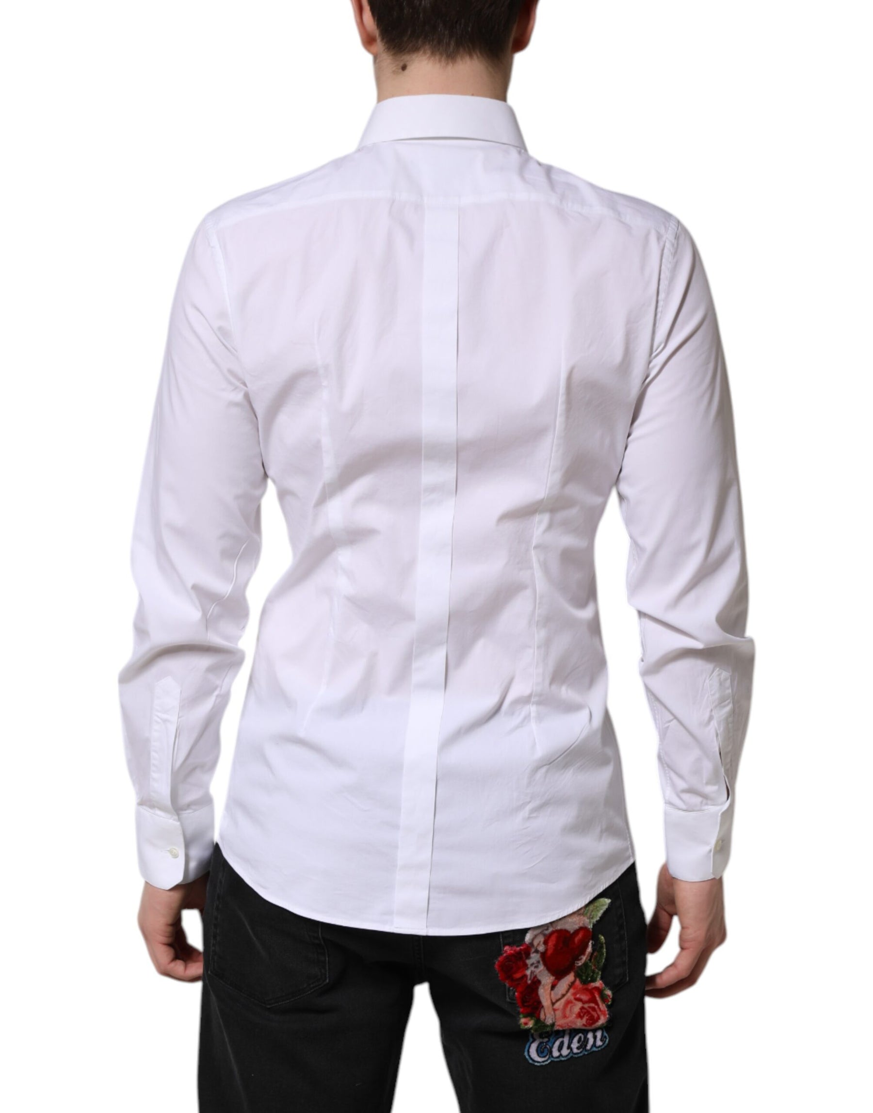 Dolce & Gabbana White Cotton GOLD Long Sleeves Dress Shirt | Regal Royce