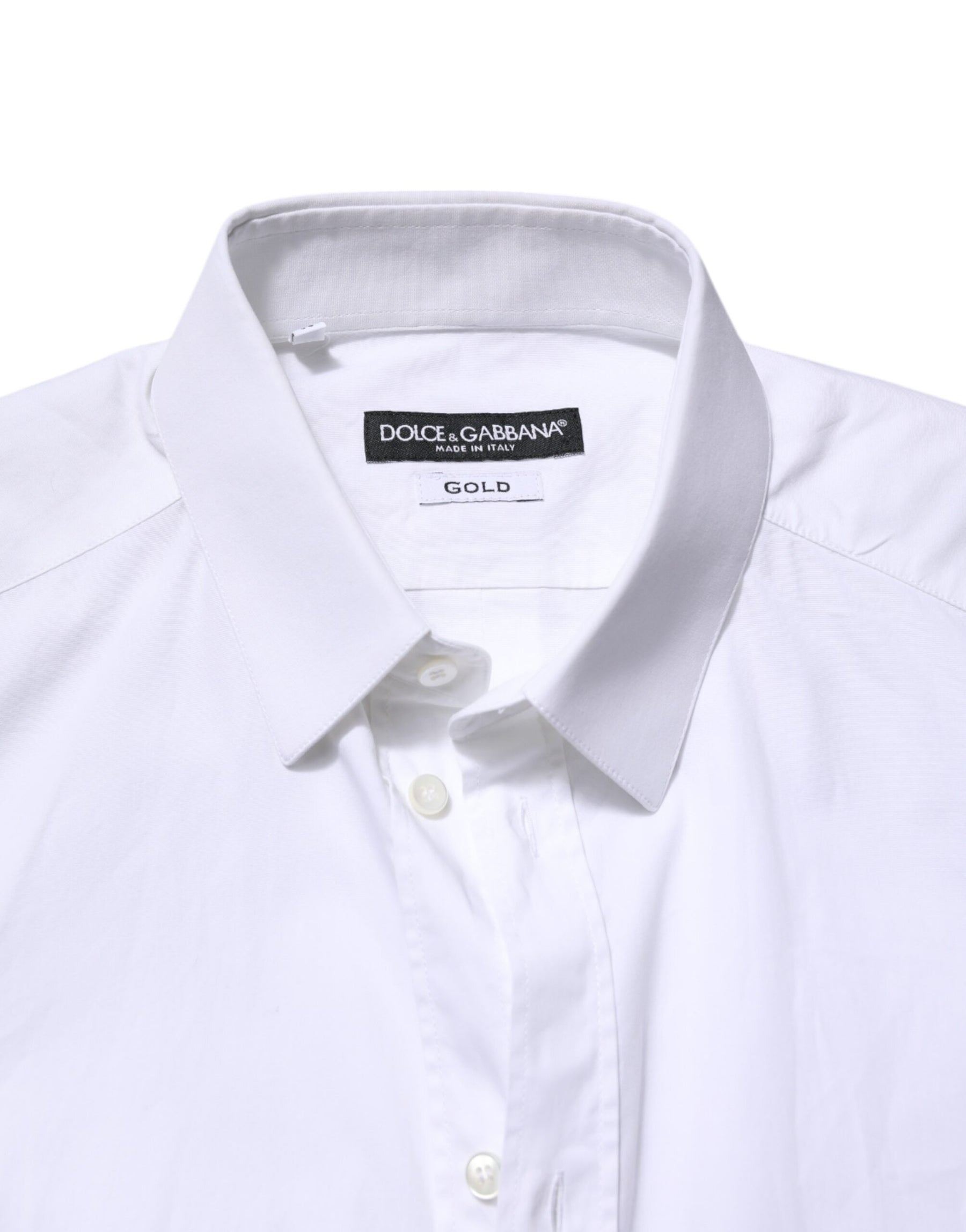 Dolce & Gabbana White Cotton GOLD Long Sleeves Dress Shirt | Regal Royce