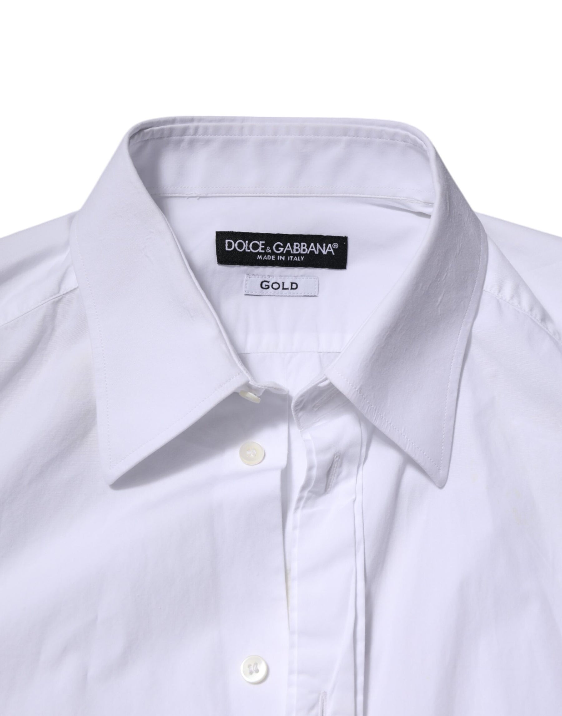 Dolce & Gabbana White Cotton GOLD Long Sleeves Dress Shirt | Regal Royce