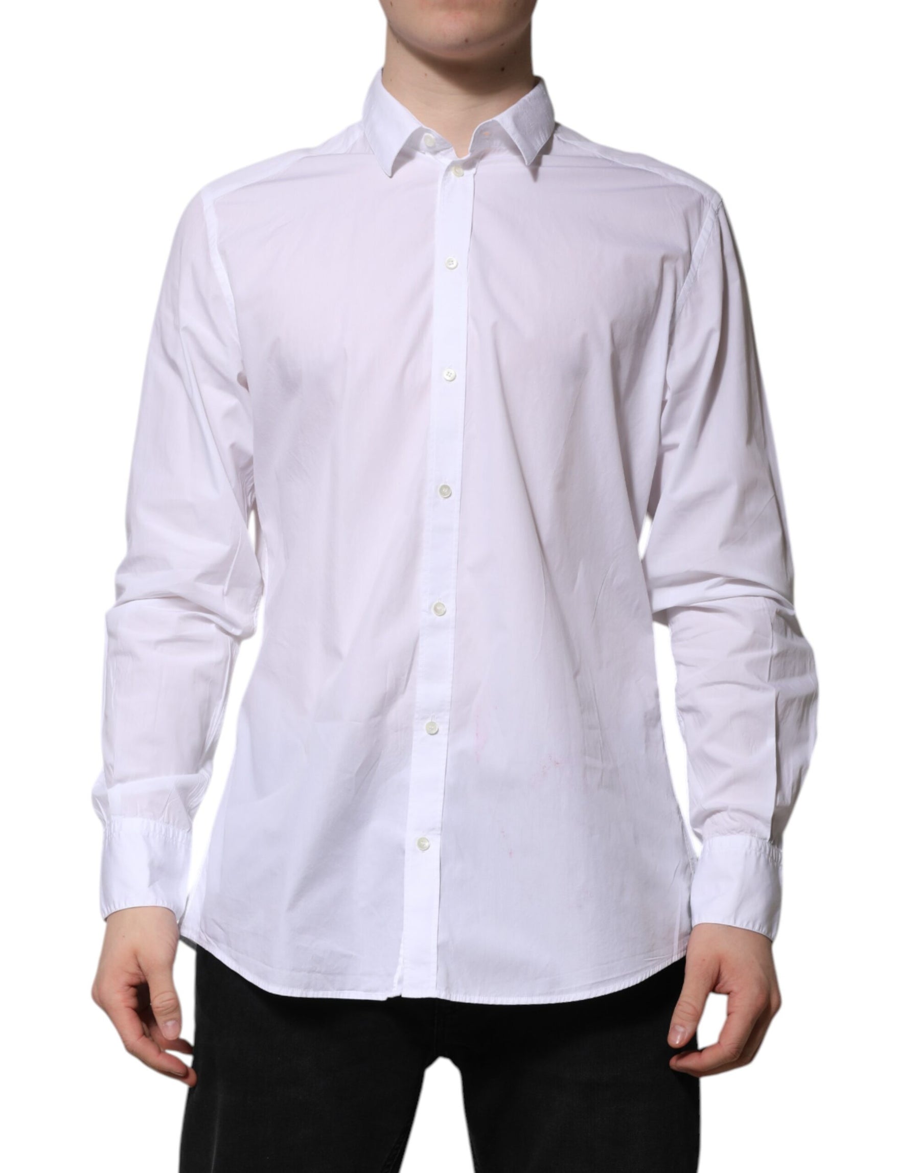 Dolce & Gabbana White Cotton Long Sleeves Dress Formal Shirt | Regal Royce