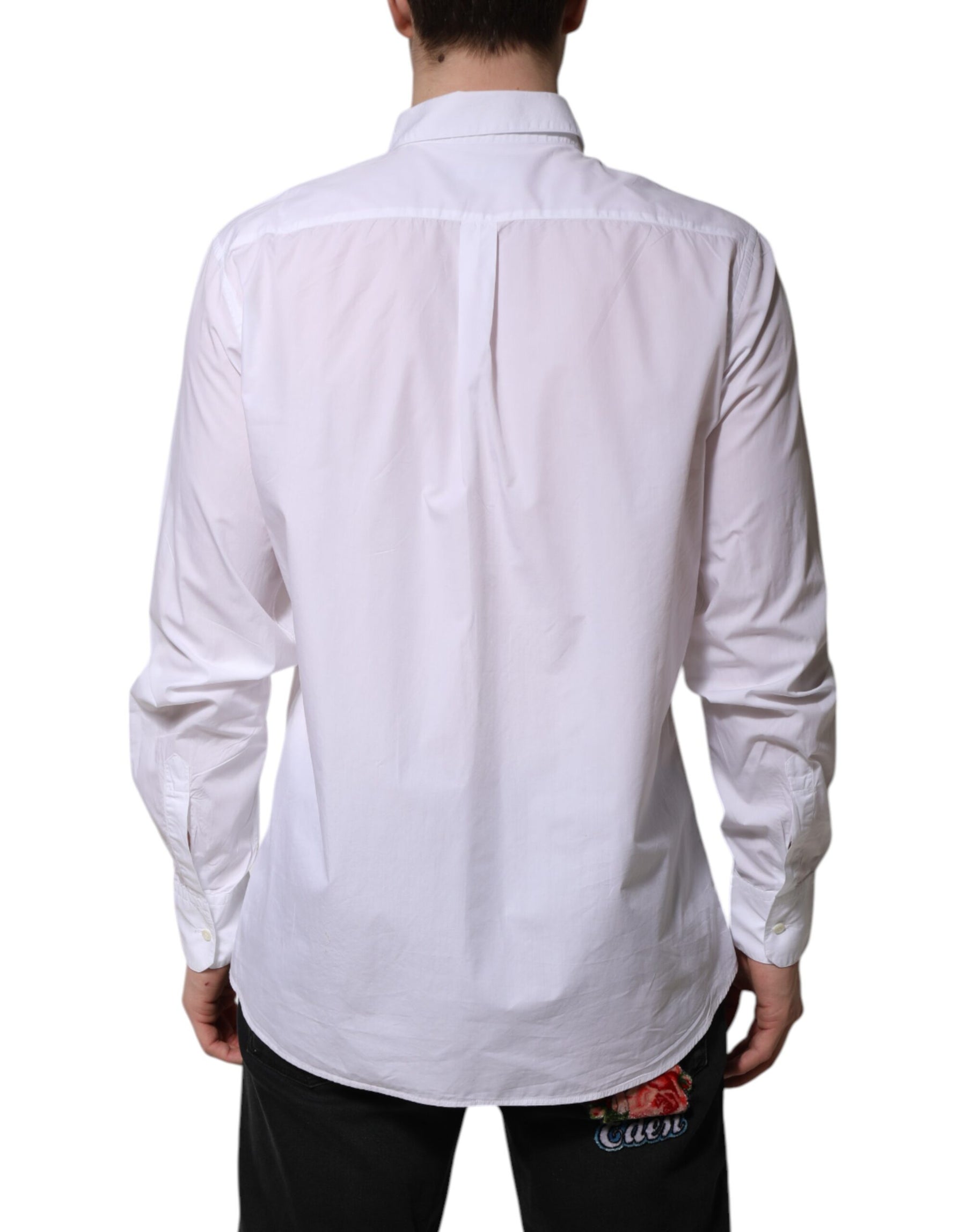 Dolce & Gabbana White Cotton Long Sleeves Dress Formal Shirt | Regal Royce