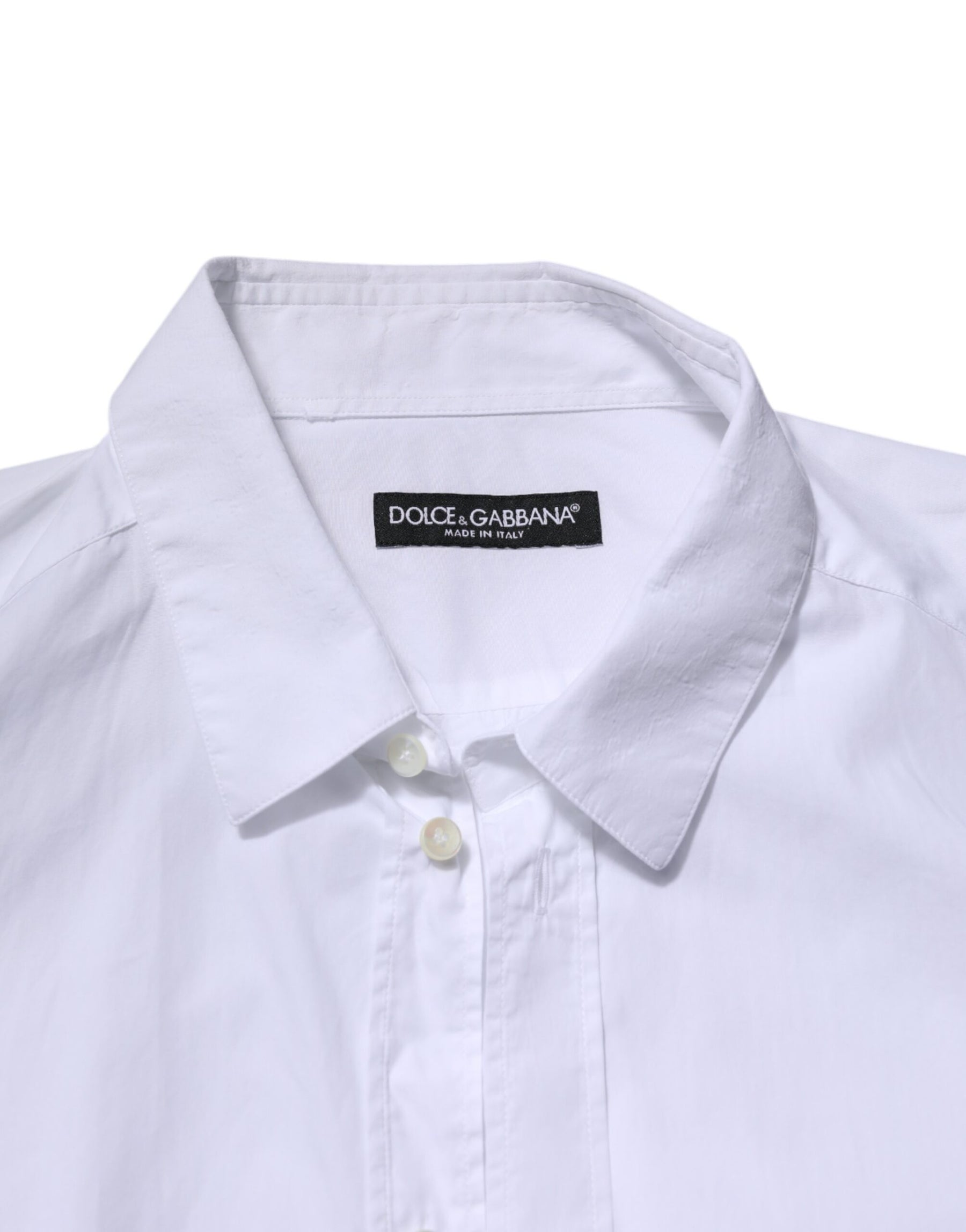 Dolce & Gabbana White Cotton Long Sleeves Dress Formal Shirt | Regal Royce