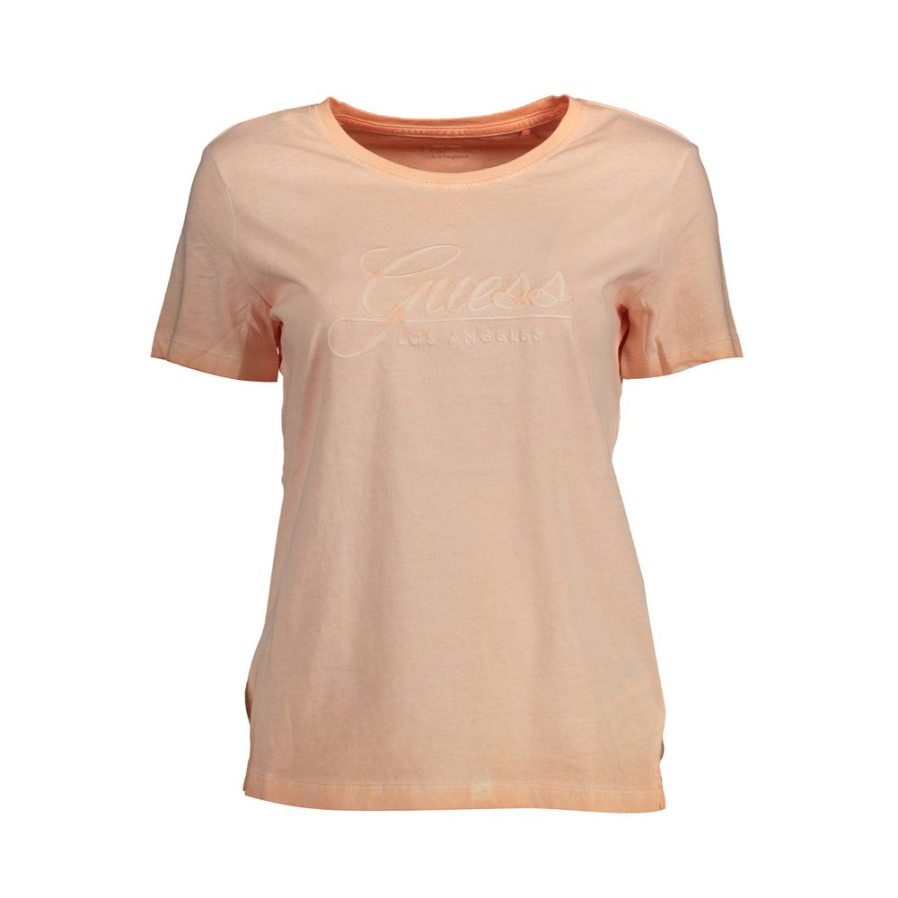 Guess Jeans Pink Cotton Women T-Shirt | Regal Royce