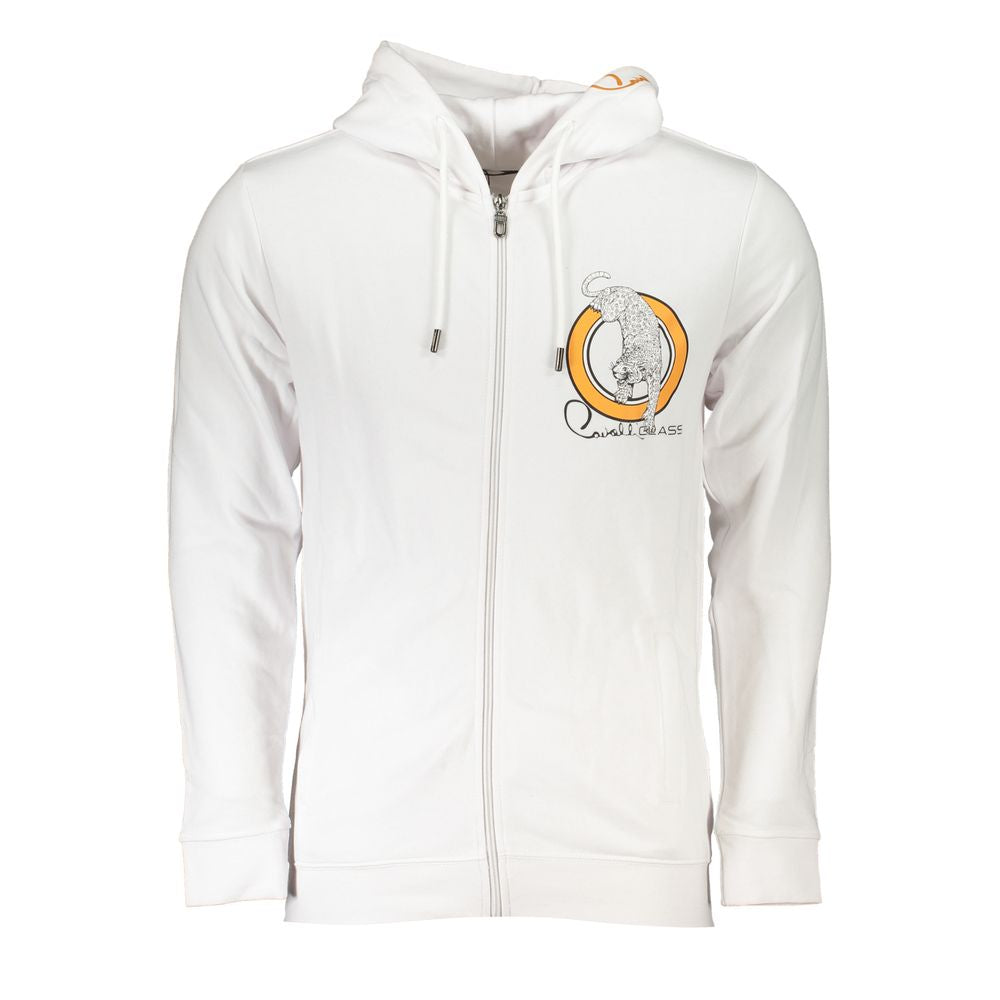 Cavalli Class White Cotton Men Sweatshirt | Regal Royce