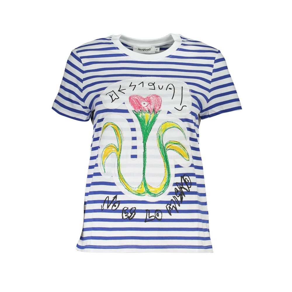 Desigual Blu Cotton Women T-Shirt | Regal Royce