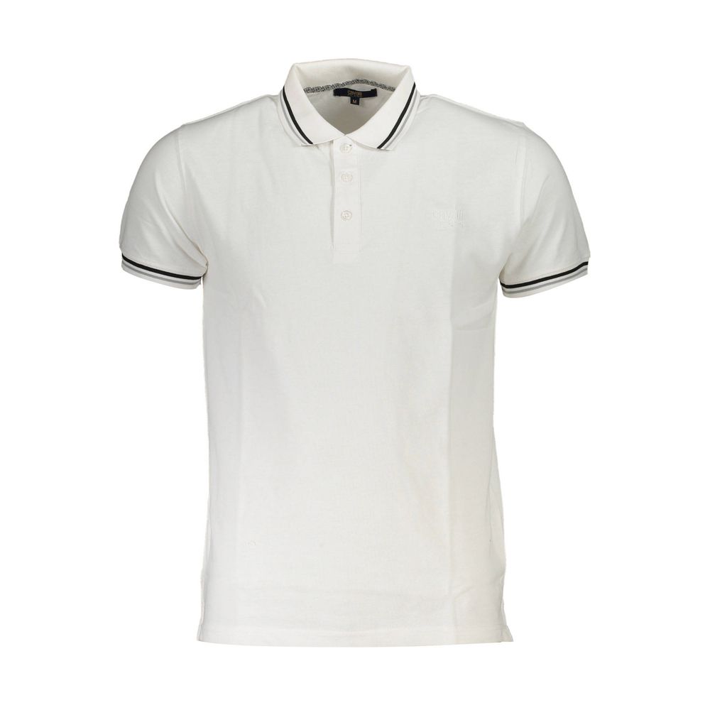 Cavalli Class White Cotton Men Polo Shirt | Regal Royce