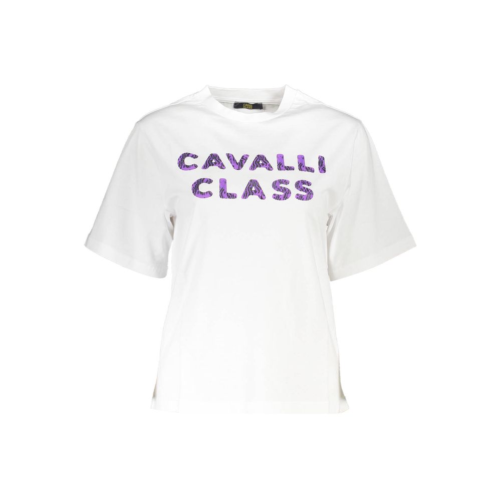 Cavalli Class Bianco Cotton Women T-Shirt | Regal Royce