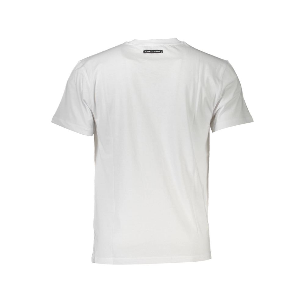 Cavalli Class White Cotton Men T-Shirt | Regal Royce