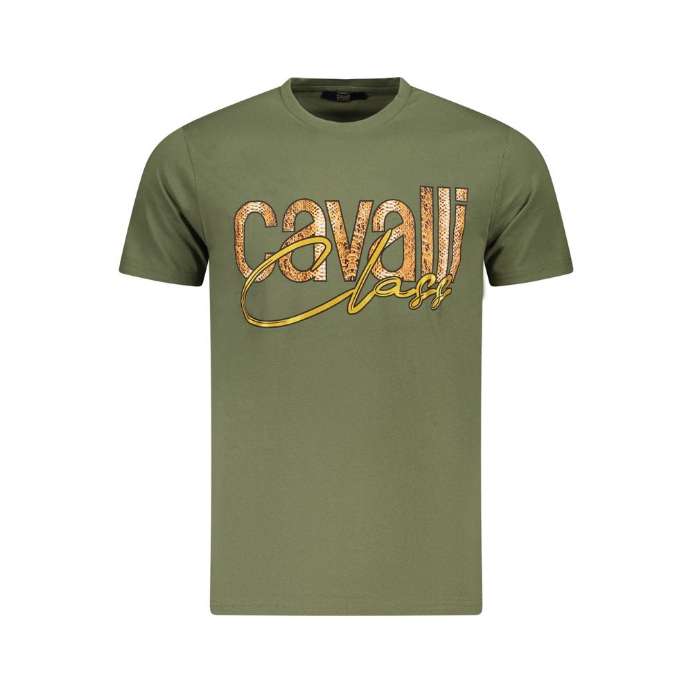 Cavalli Class Verde Cotton Men T-Shirt | Regal Royce