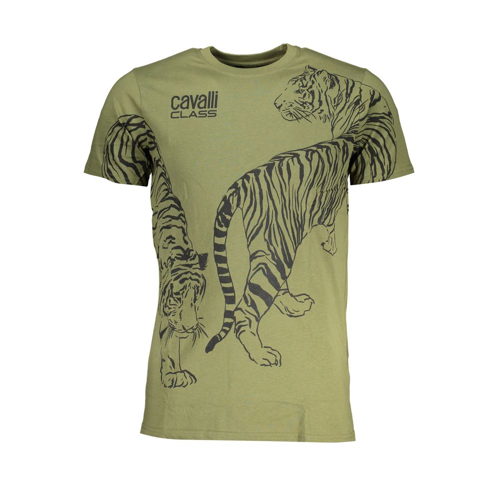 Cavalli Class Verde Cotton Men T-Shirt | Regal Royce