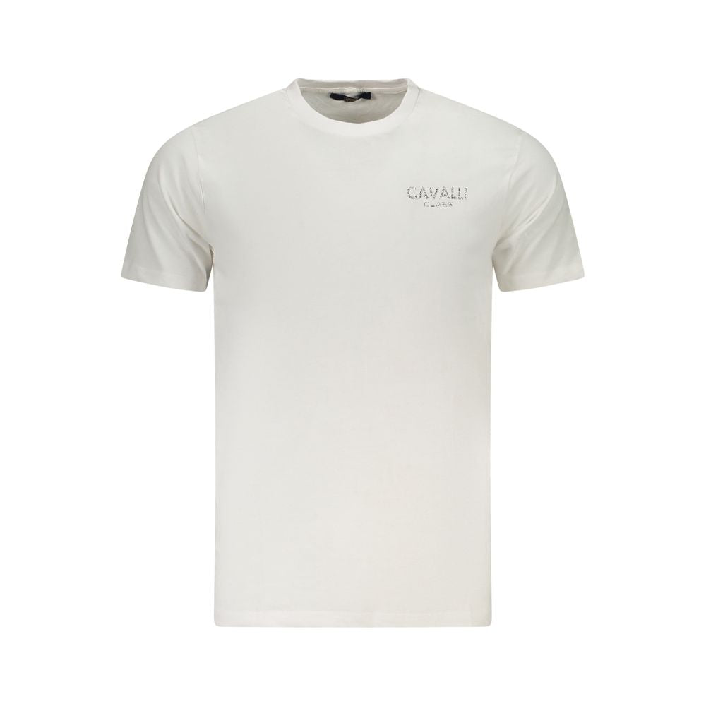 Cavalli Class Bianco Cotton Men T-Shirt | Regal Royce