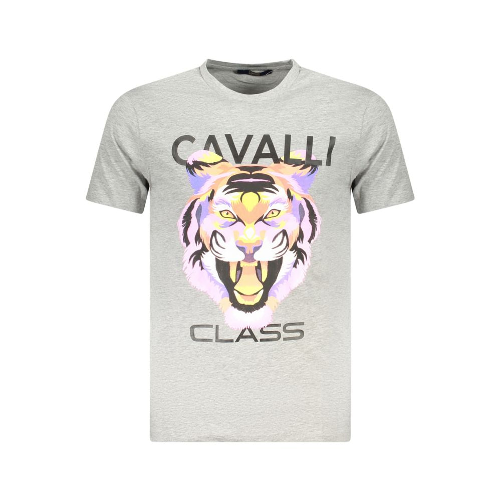 Cavalli Class Grigio Cotton Men T-Shirt | Regal Royce
