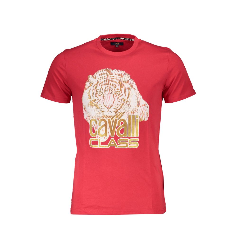 Cavalli Class Rosso Cotton Men T-Shirt | Regal Royce