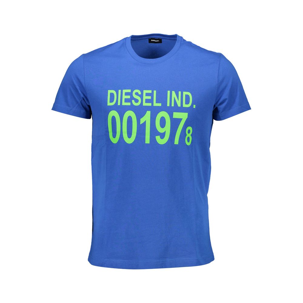 Diesel Blu Cotton Men T-Shirt | Regal Royce