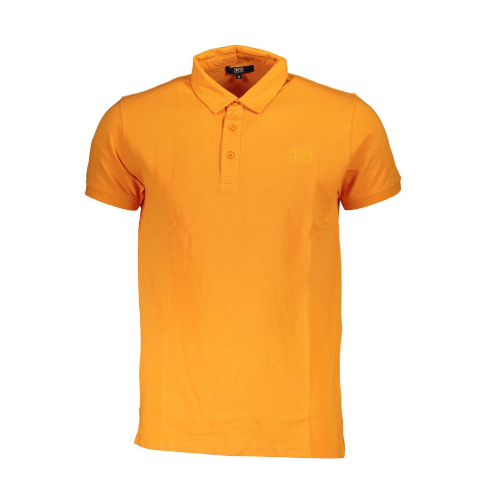 Cavalli Class Orange Cotton Men Polo Shirt | Regal Royce