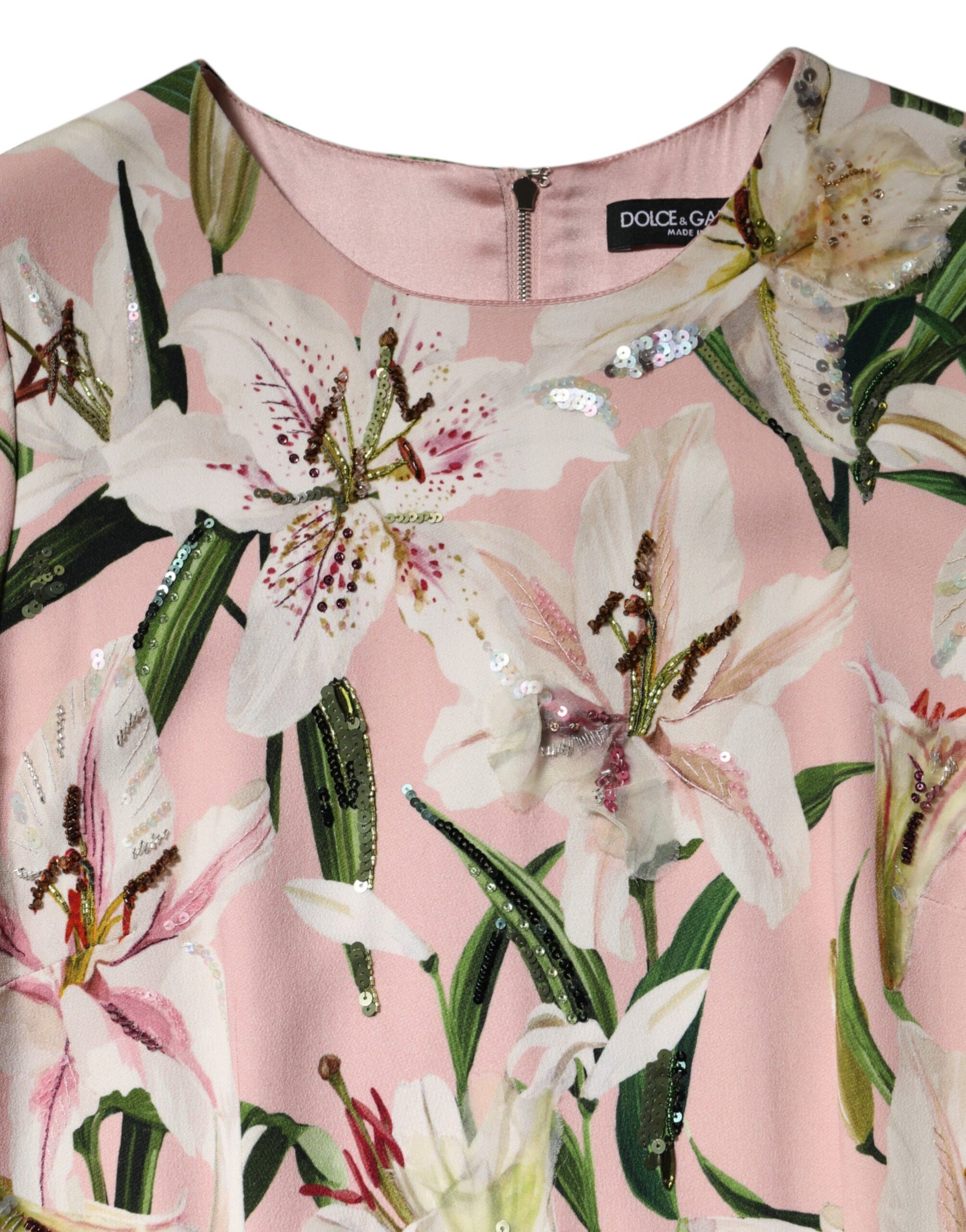 Dolce & Gabbana Pink Lily Viscose Sheath Stretch Midi Dress | Regal Royce