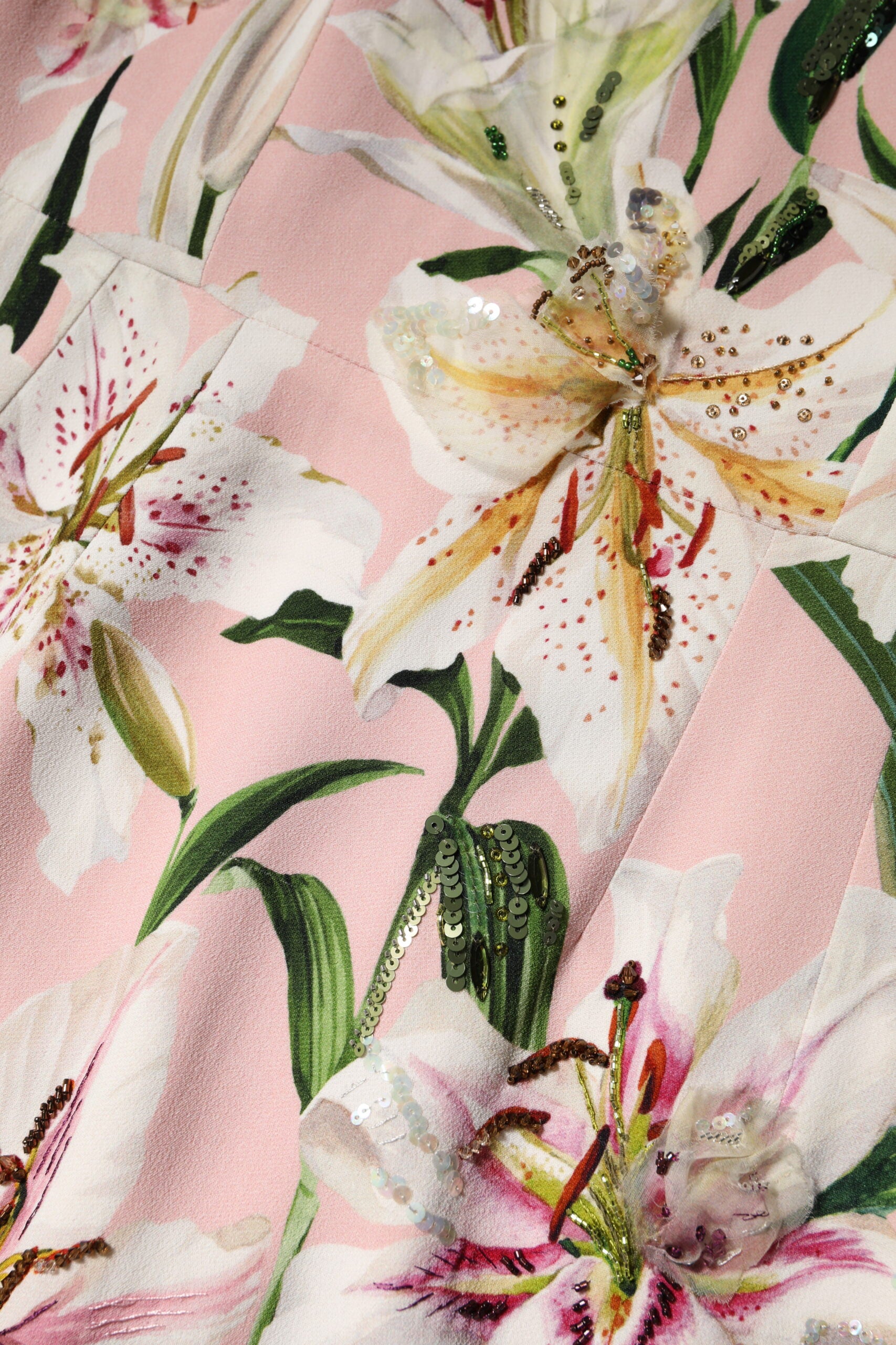 Dolce & Gabbana Pink Lily Viscose Sheath Stretch Midi Dress | Regal Royce