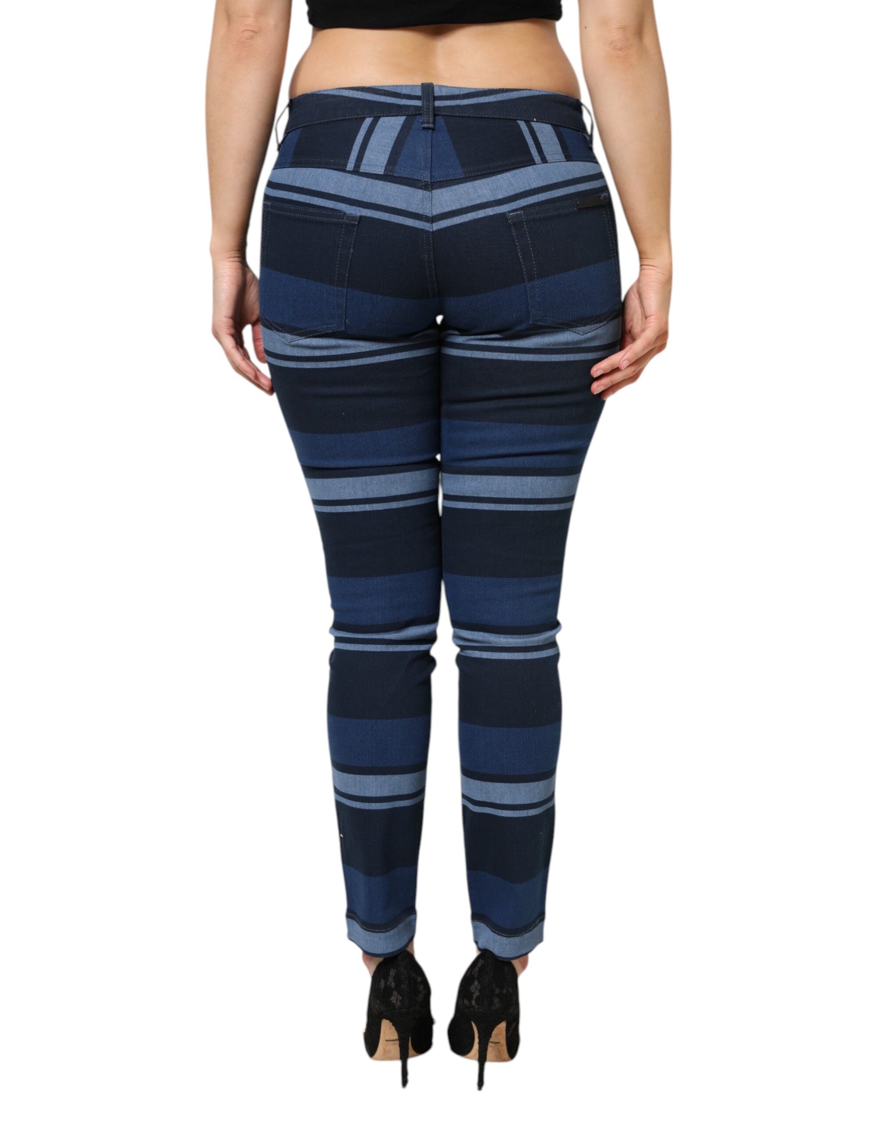 Dolce & Gabbana Blue Striped Cotton Stretch Denim Jeans | Regal Royce