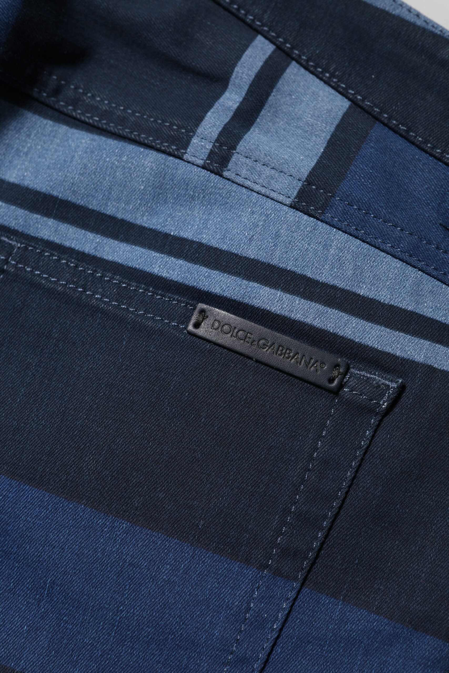 Dolce & Gabbana Blue Striped Cotton Stretch Denim Jeans | Regal Royce