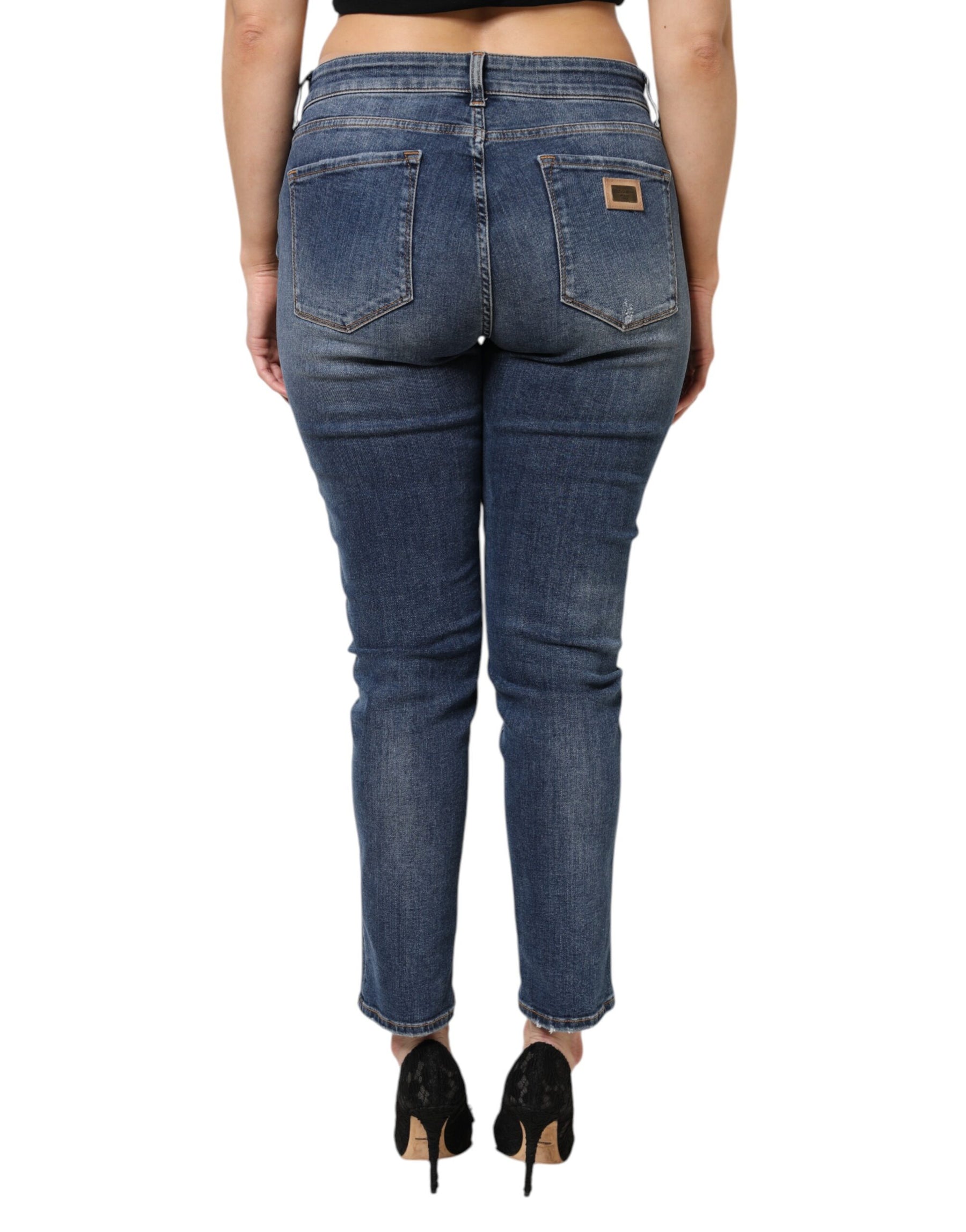 Dolce & Gabbana Blue Washed Cotton Low Waist Denim Jeans | Regal Royce