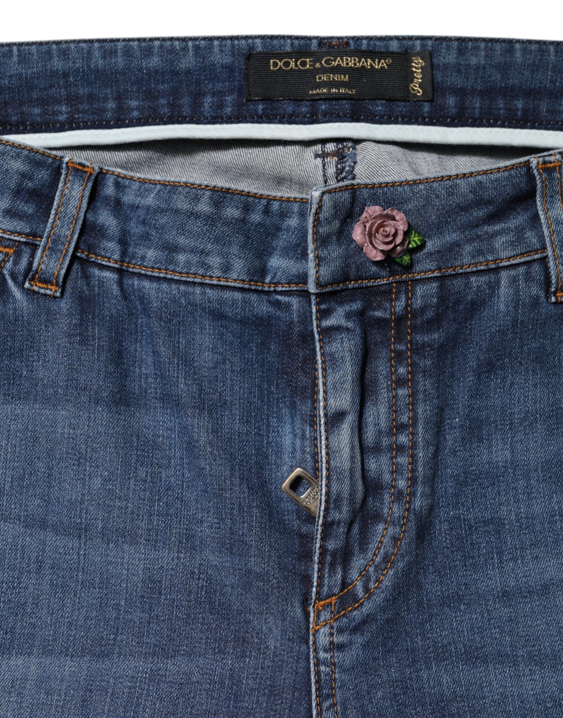Dolce & Gabbana Blue Low Waist Cotton Skinny Denim Jeans | Regal Royce