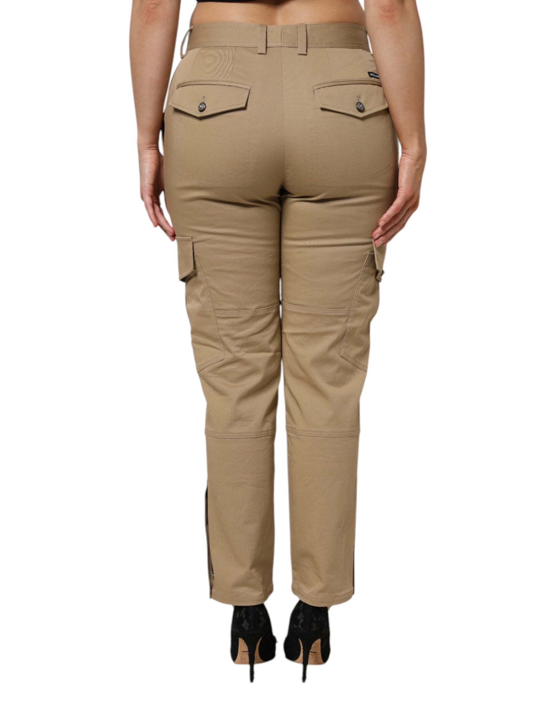 Dolce & Gabbana Brown Cotton Cargo Tapered Pants | Regal Royce