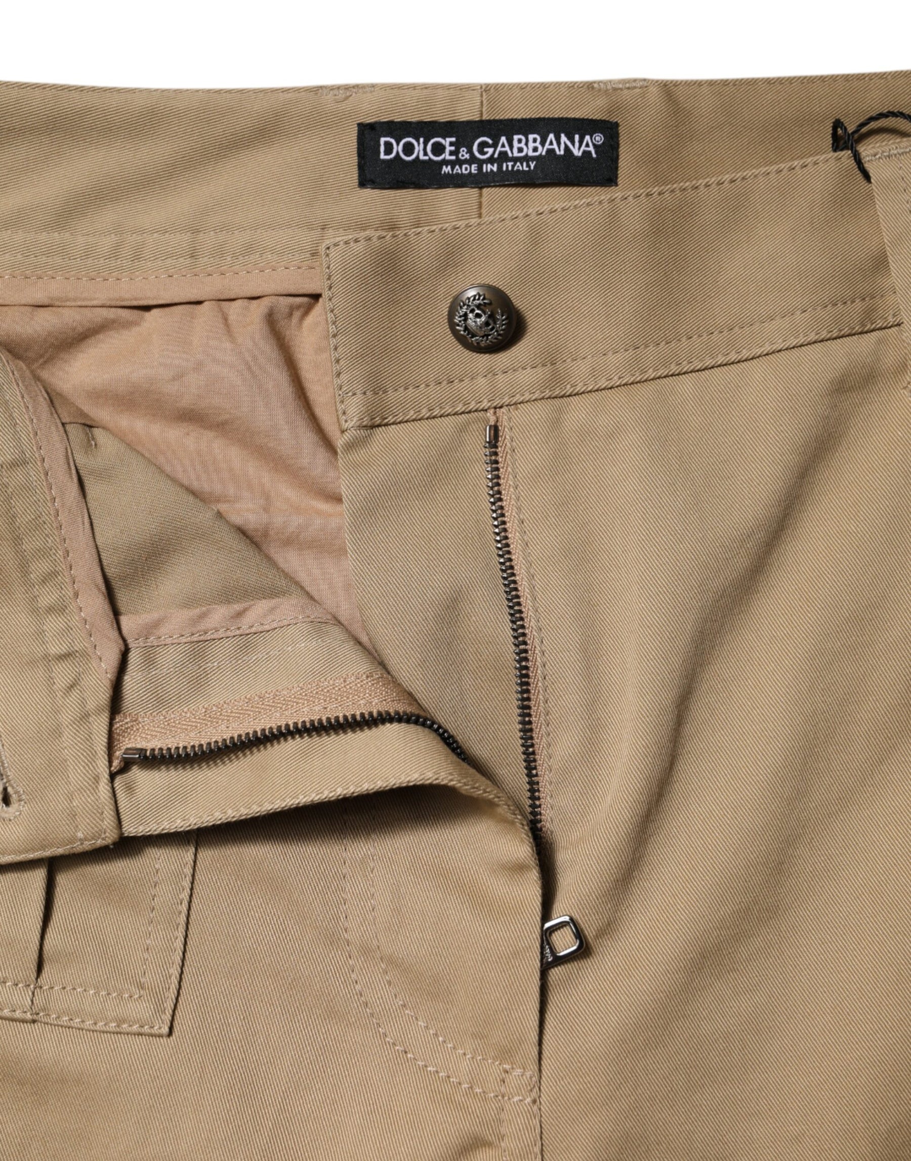 Dolce & Gabbana Brown Cotton Cargo Tapered Pants | Regal Royce