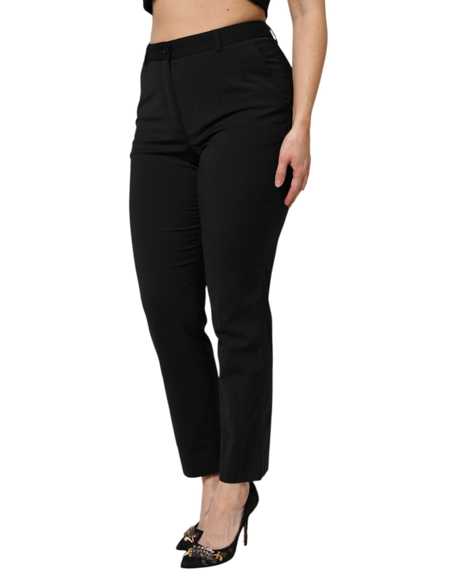 Dolce & Gabbana Black High Waisted Tapered STAFF Pants | Regal Royce
