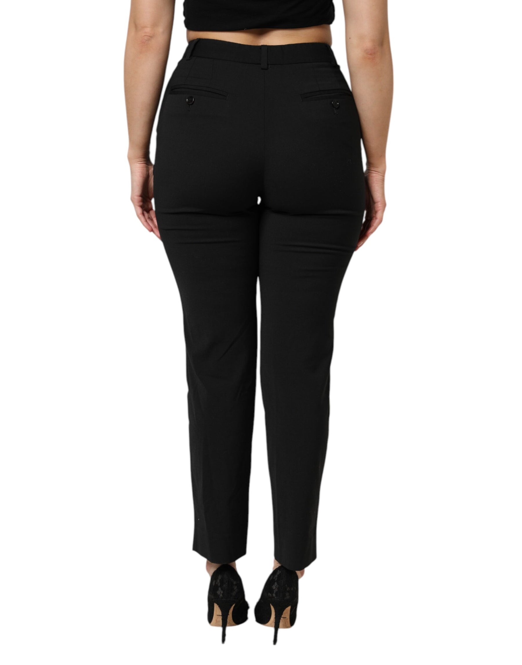 Dolce & Gabbana Black High Waisted Tapered STAFF Pants | Regal Royce