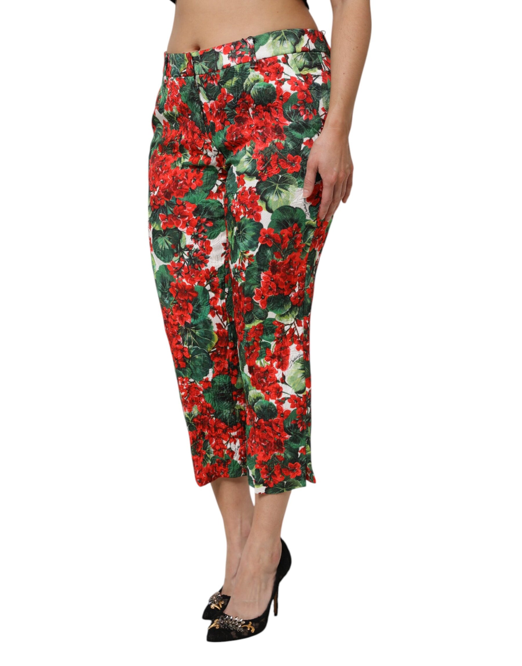 Dolce & Gabbana Multicolor Floral Print Cropped Pants | Regal Royce