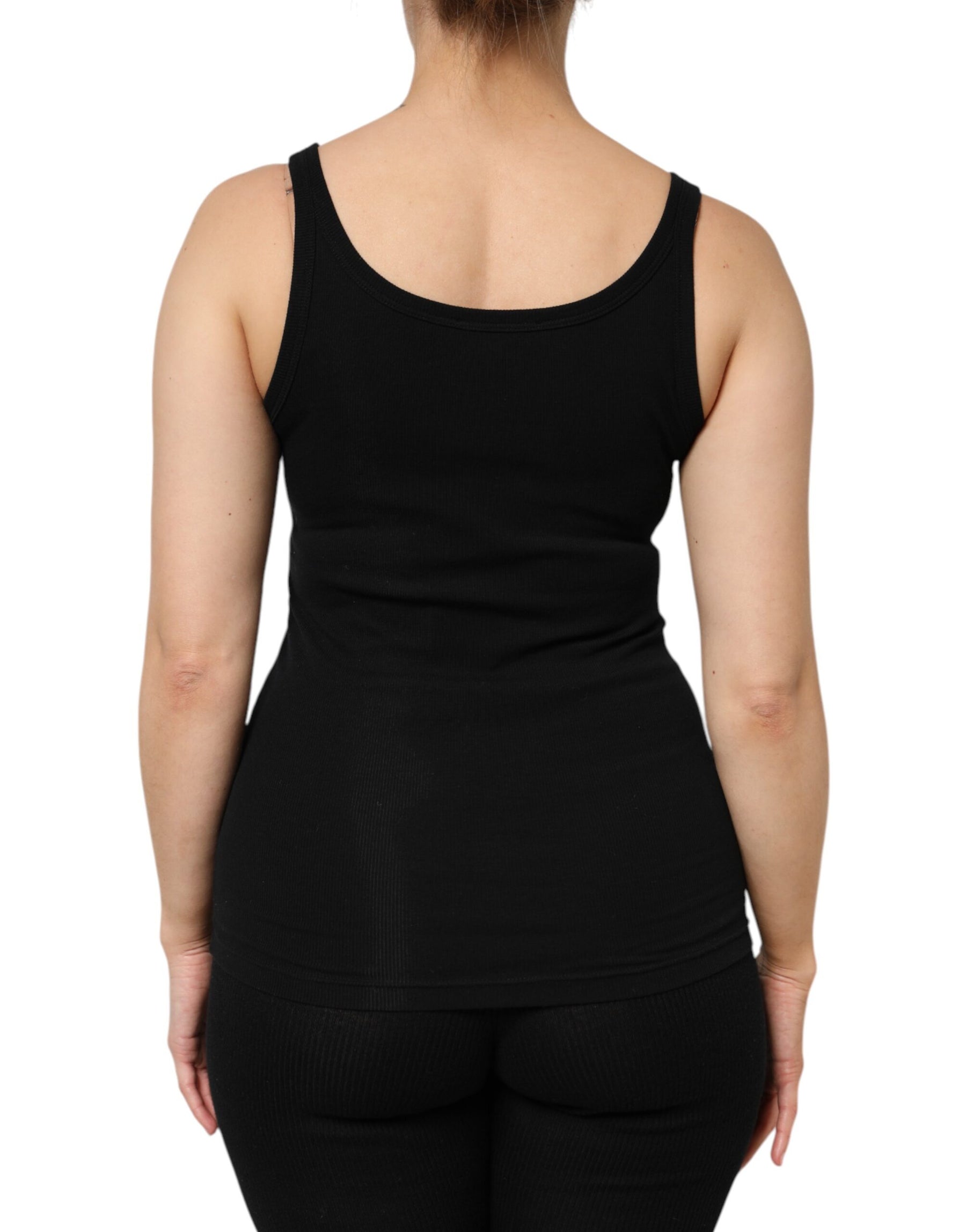 Dolce & Gabbana Black Cotton Stretch Sleeveless Women Tank Top | Regal Royce