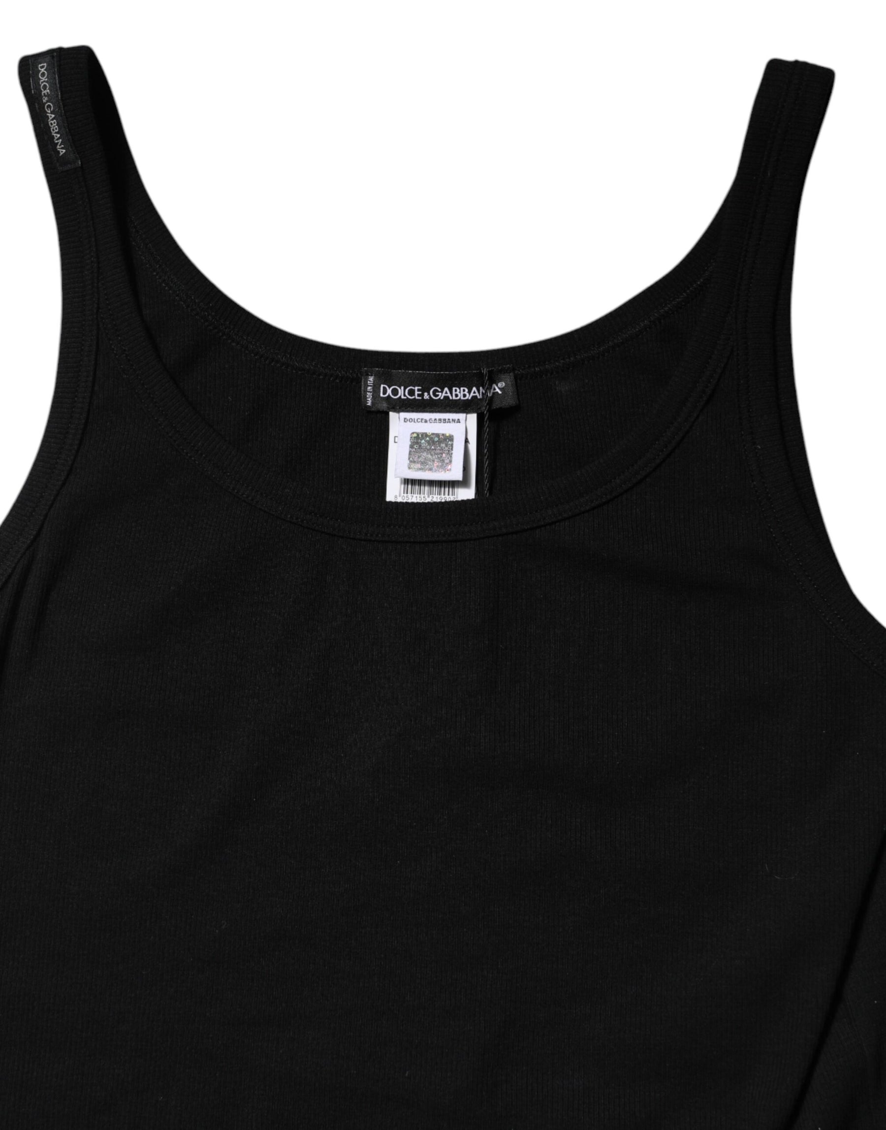 Dolce & Gabbana Black Cotton Stretch Sleeveless Women Tank Top | Regal Royce
