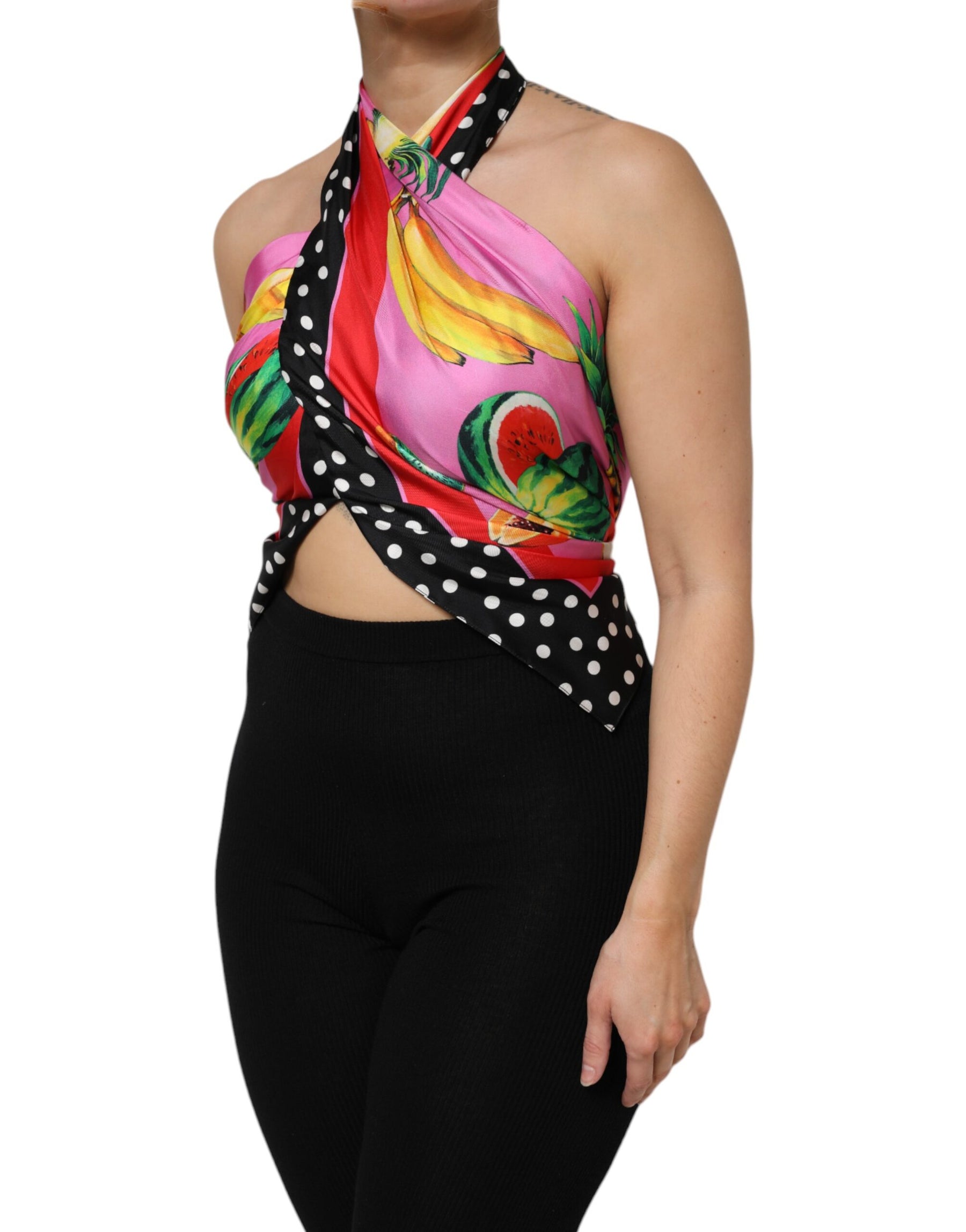 Dolce & Gabbana Multicolor Halter Party Evening Cropped Top | Regal Royce