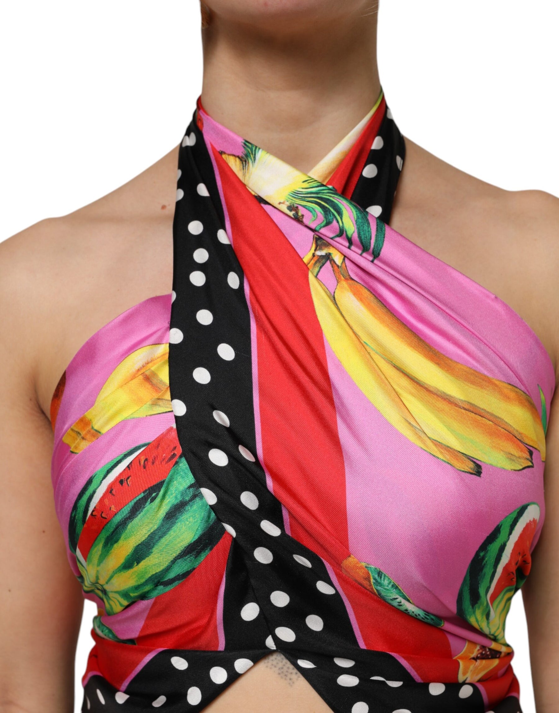 Dolce & Gabbana Multicolor Halter Party Evening Cropped Top | Regal Royce