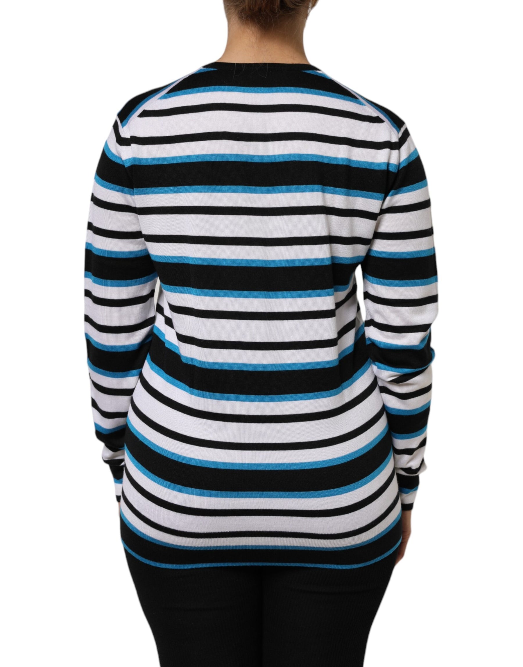 Dolce & Gabbana Multicolor Stripes Long Sleeves V-neck Top | Regal Royce