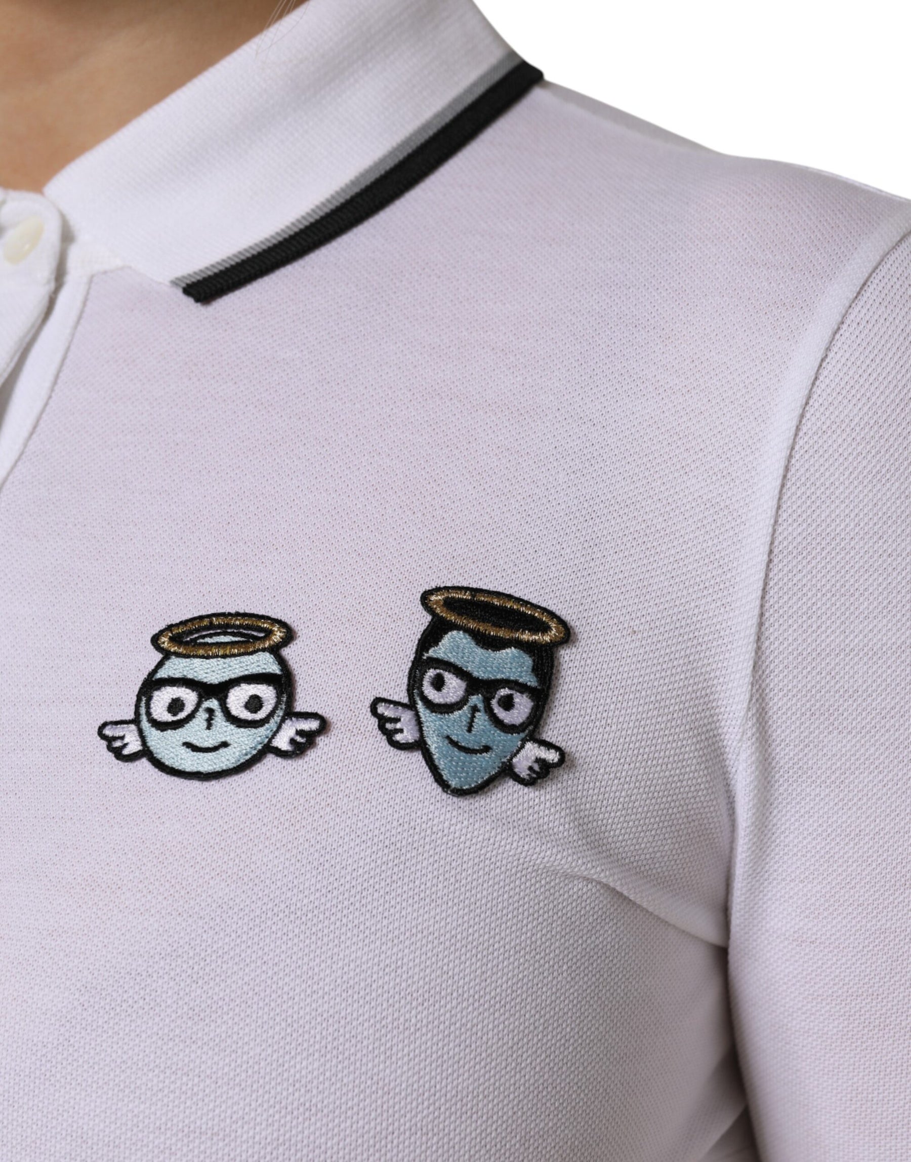 Dolce & Gabbana White Cotton Short Sleeves Collared Polo Top | Regal Royce