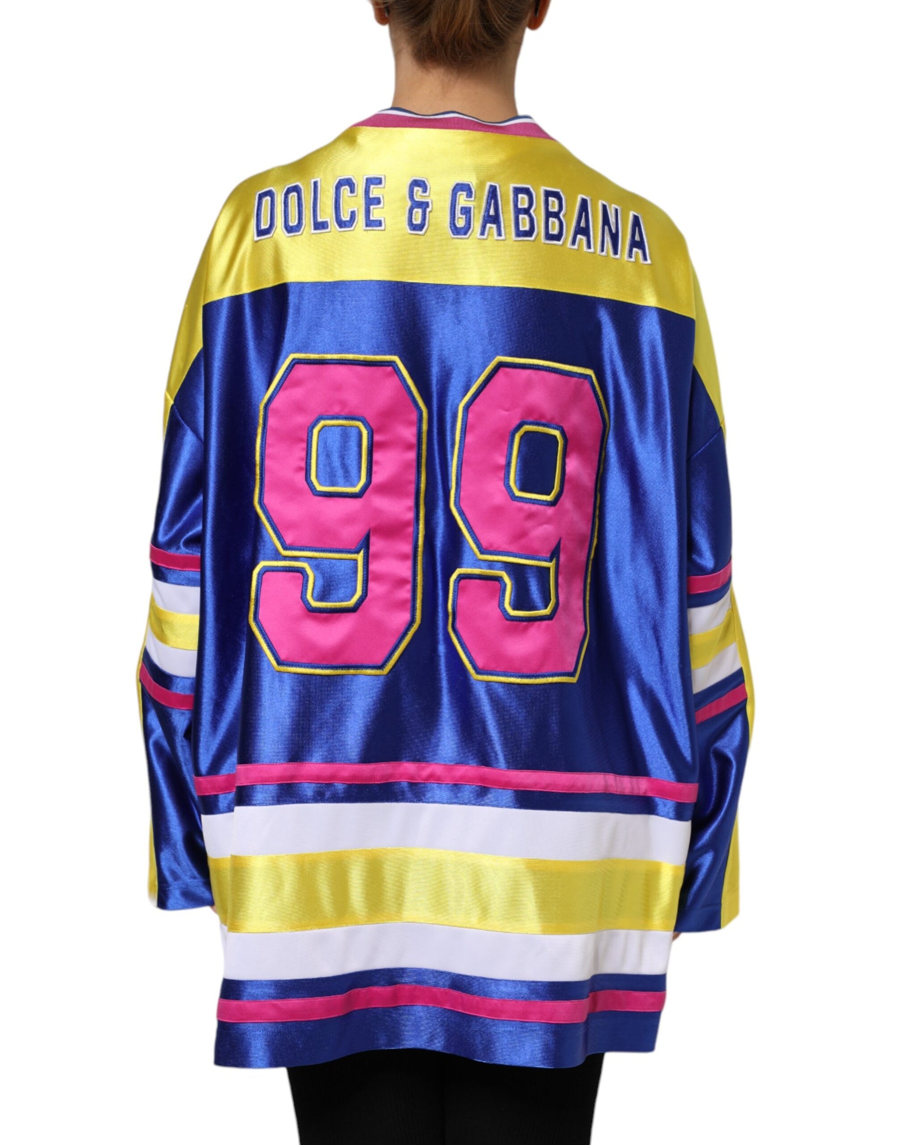 Dolce & Gabbana Multicolor Polyester Long Sleeves V-Neck Top | Regal Royce