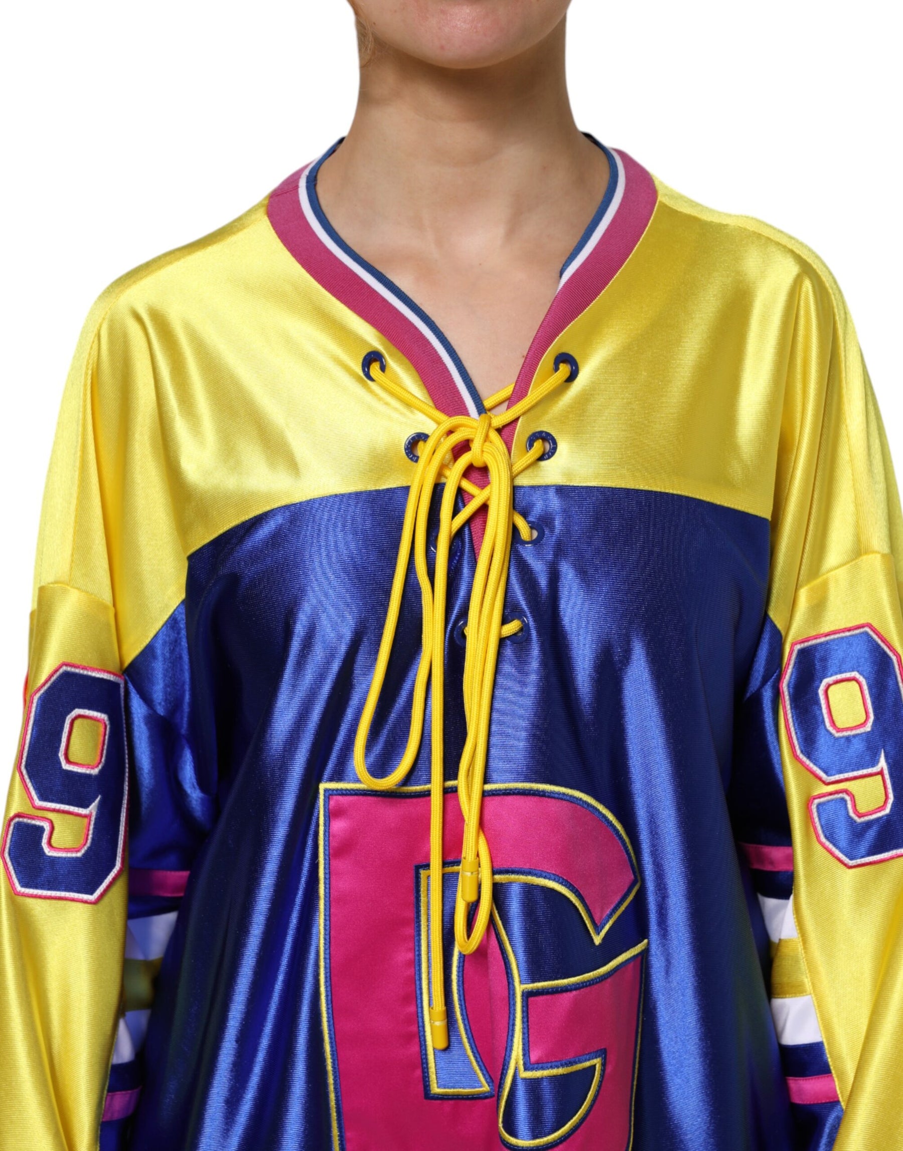 Dolce & Gabbana Multicolor Polyester Long Sleeves V-Neck Top | Regal Royce