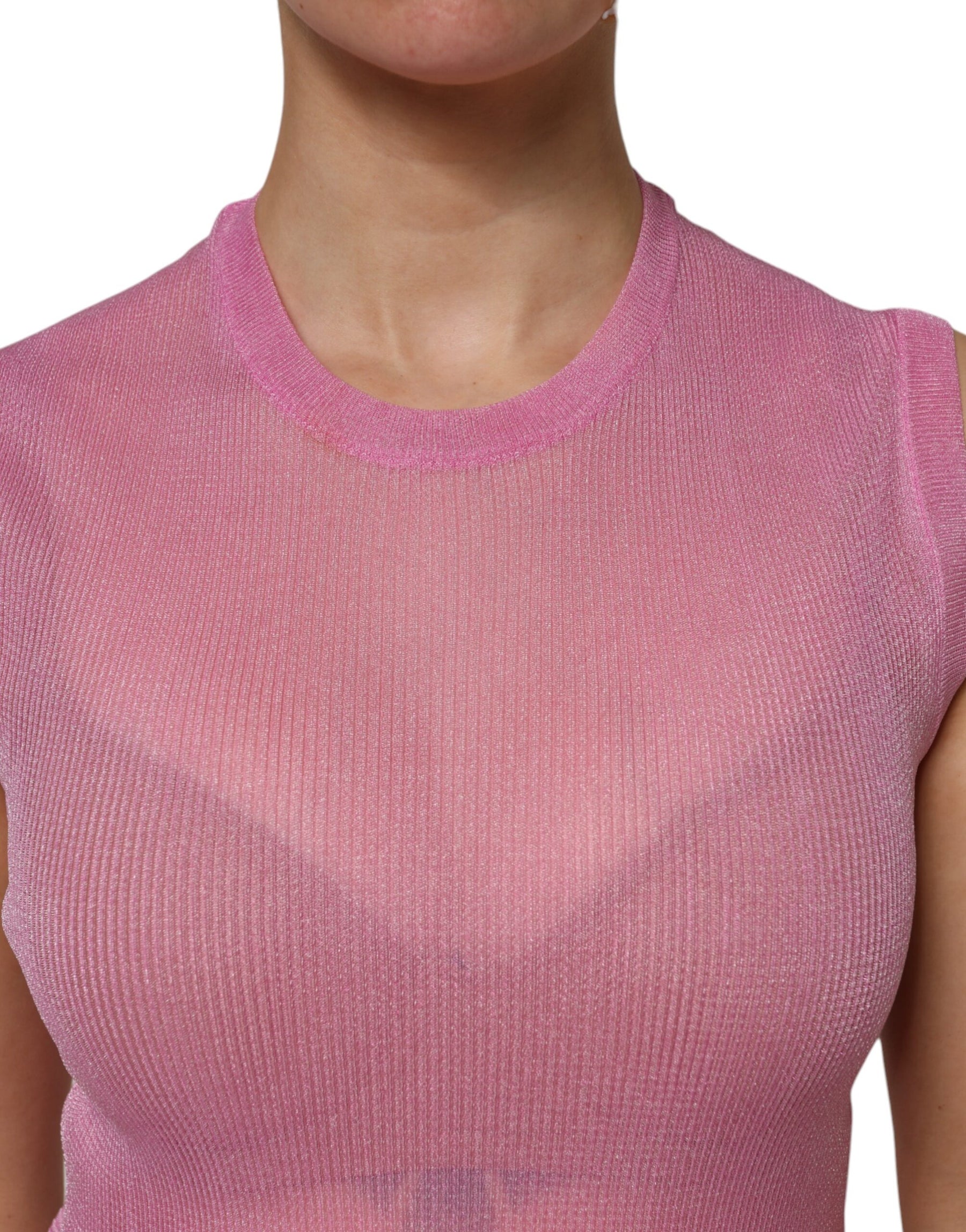 Dolce & Gabbana Pink Polyester Sleeveless Round Neck Tank Top | Regal Royce