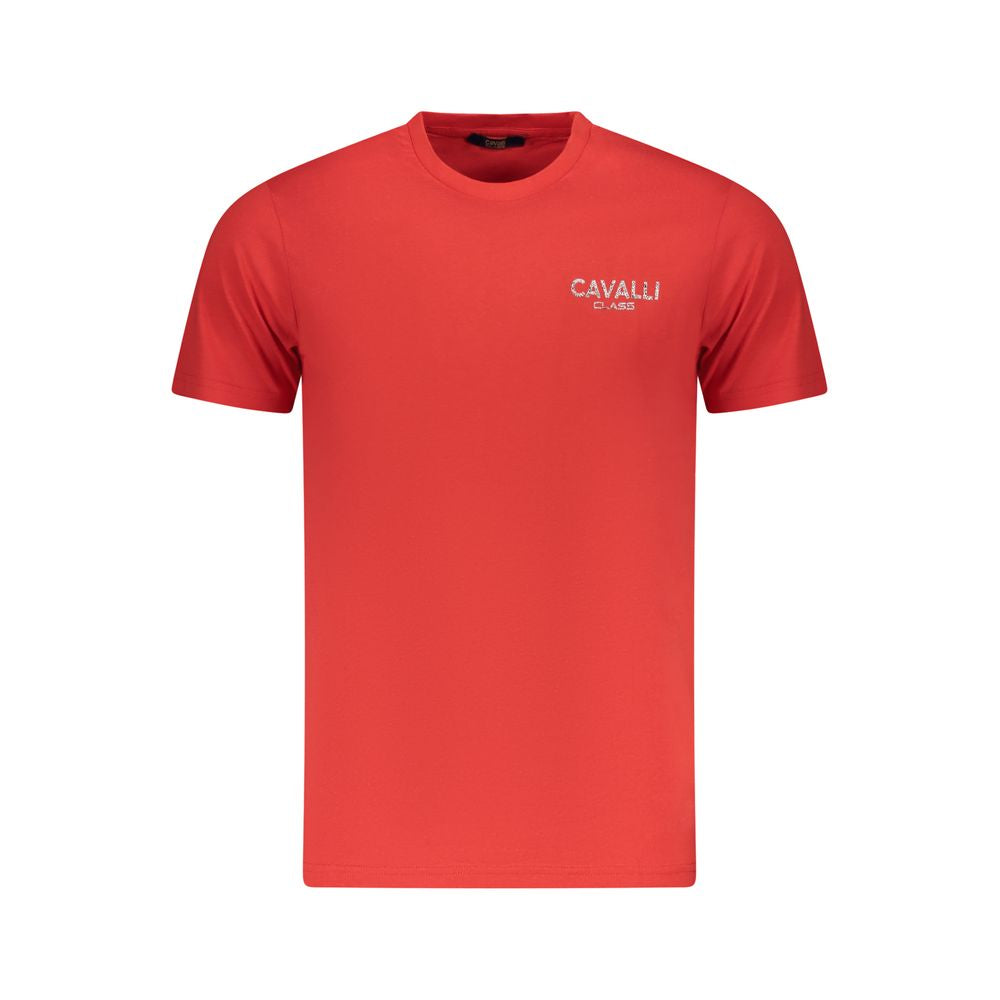 Cavalli Class Red Cotton Men T-Shirt | Regal Royce